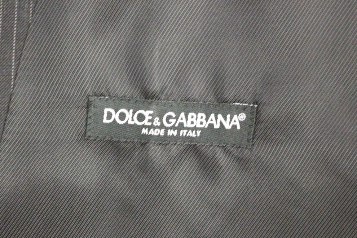 Dolce & Gabbana Grårandig Enkelknäppt Väst i Ull