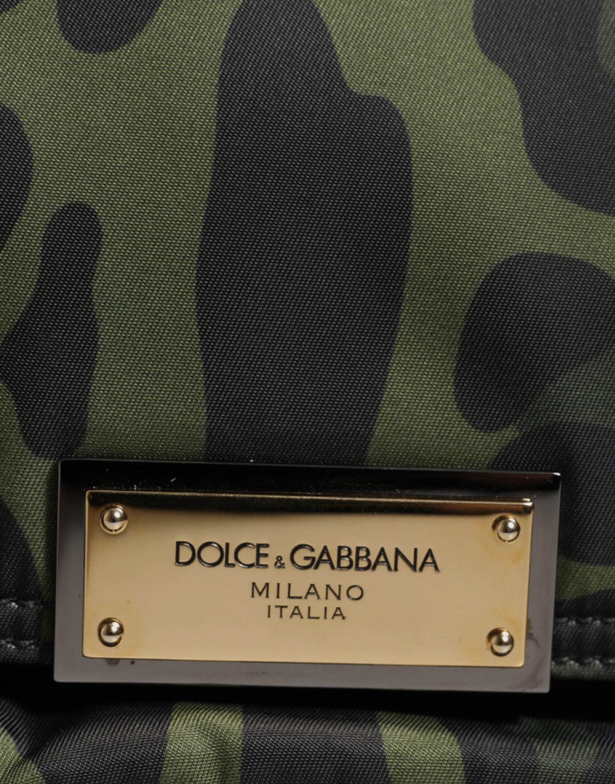 Dolce & Gabbana Grön Nylon Leopardmönstrad Axelremsväska med Skalmönster