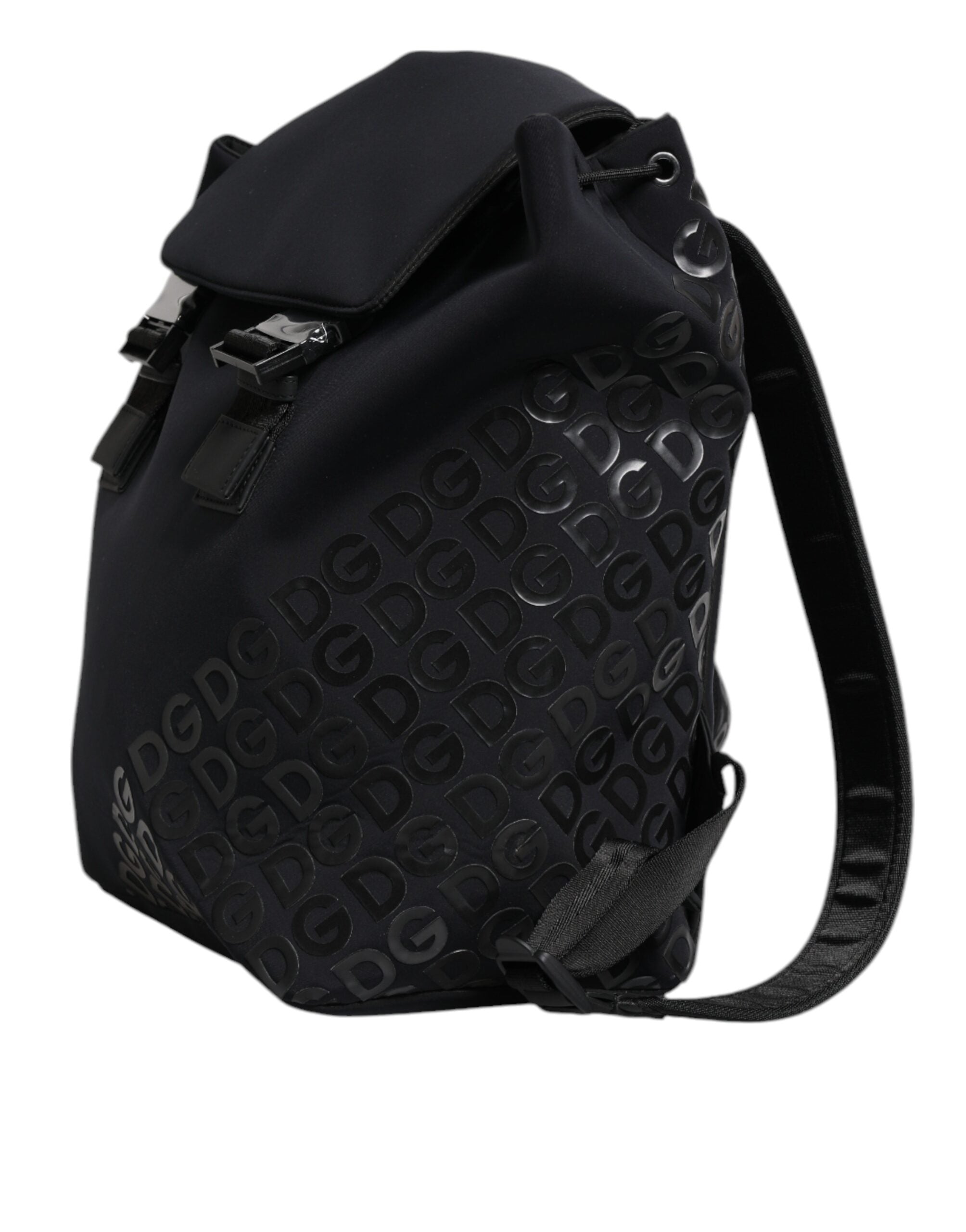 Dolce & Gabbana Svart Neopren Nylon DG Logo Skolryggsäck