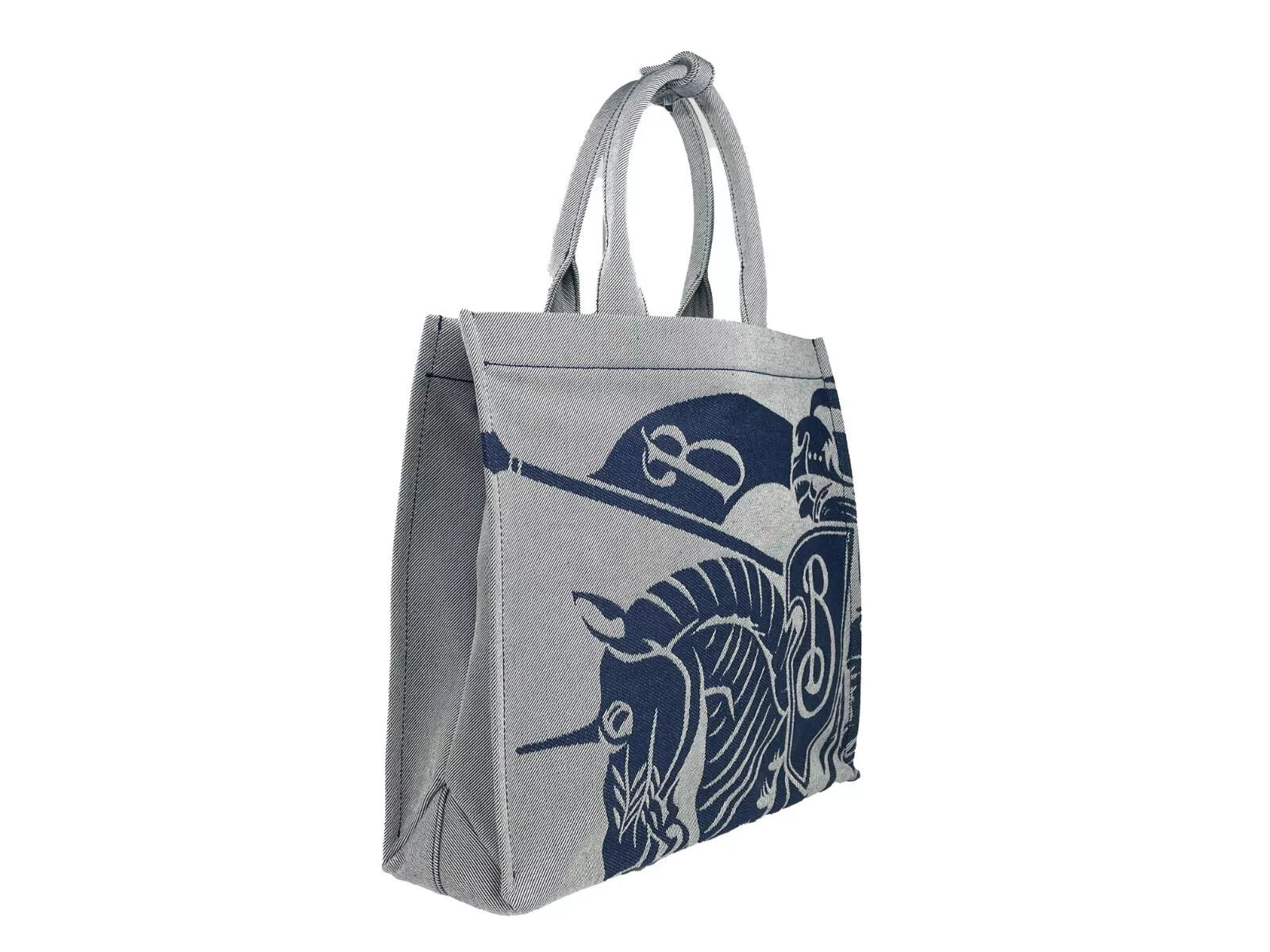 Burberry Marinblå EKD Canvas Tote Bag Med Myntficka