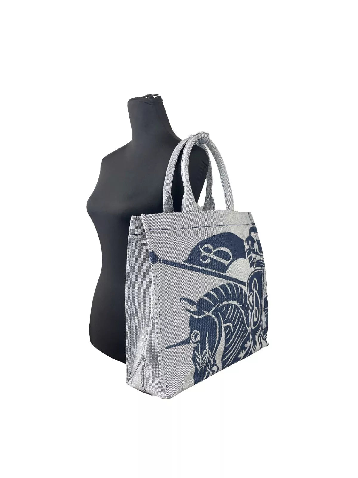 Burberry Marinblå EKD Canvas Tote Bag Med Myntficka