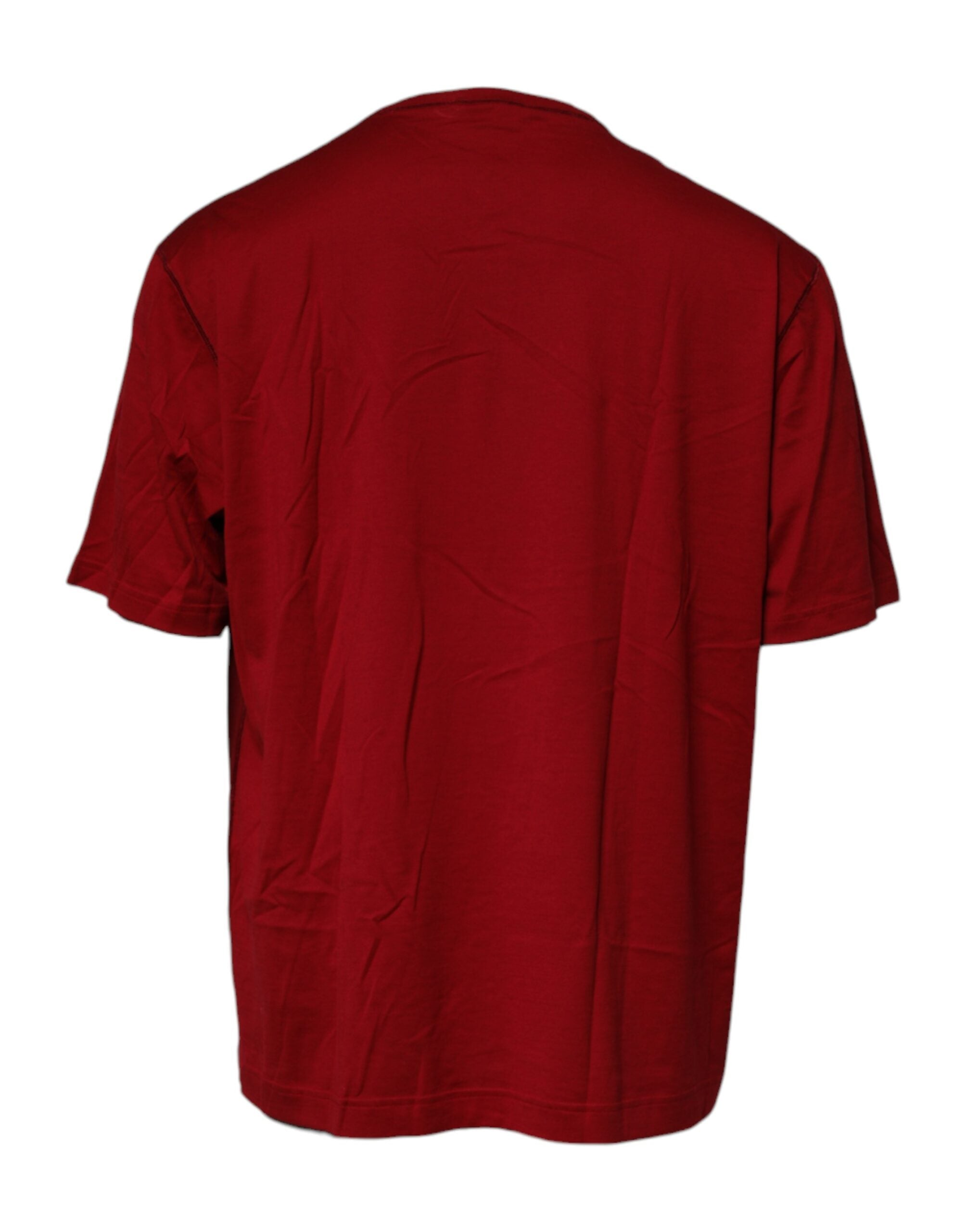 Dolce & Gabbana Röd Logotyptejp Bomulls-T-shirt med Rund Hals