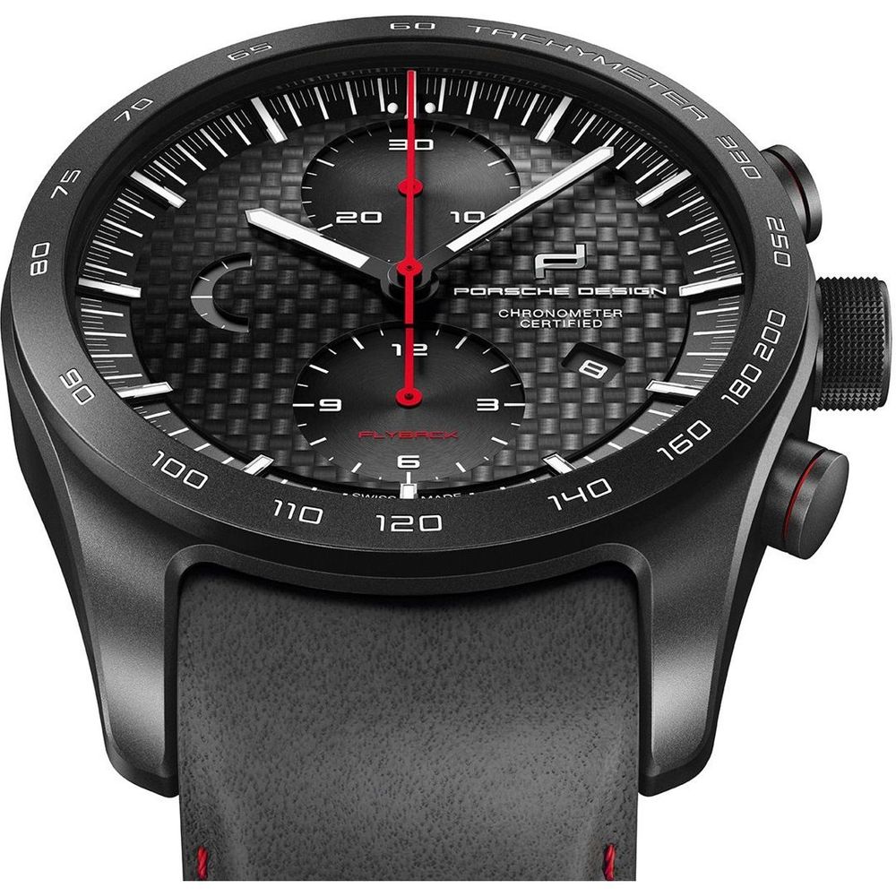 Porsche Design svart läderklocka