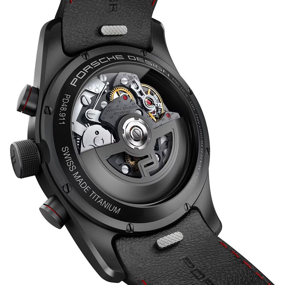 Porsche Design svart läderklocka