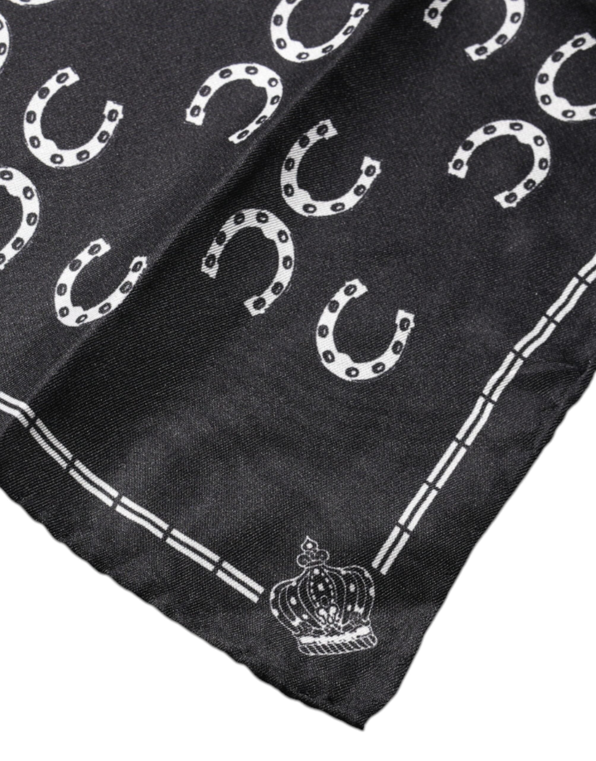 Dolce & Gabbana Svart Hästsko Siden Fyrkantig Näsdukshalsduk