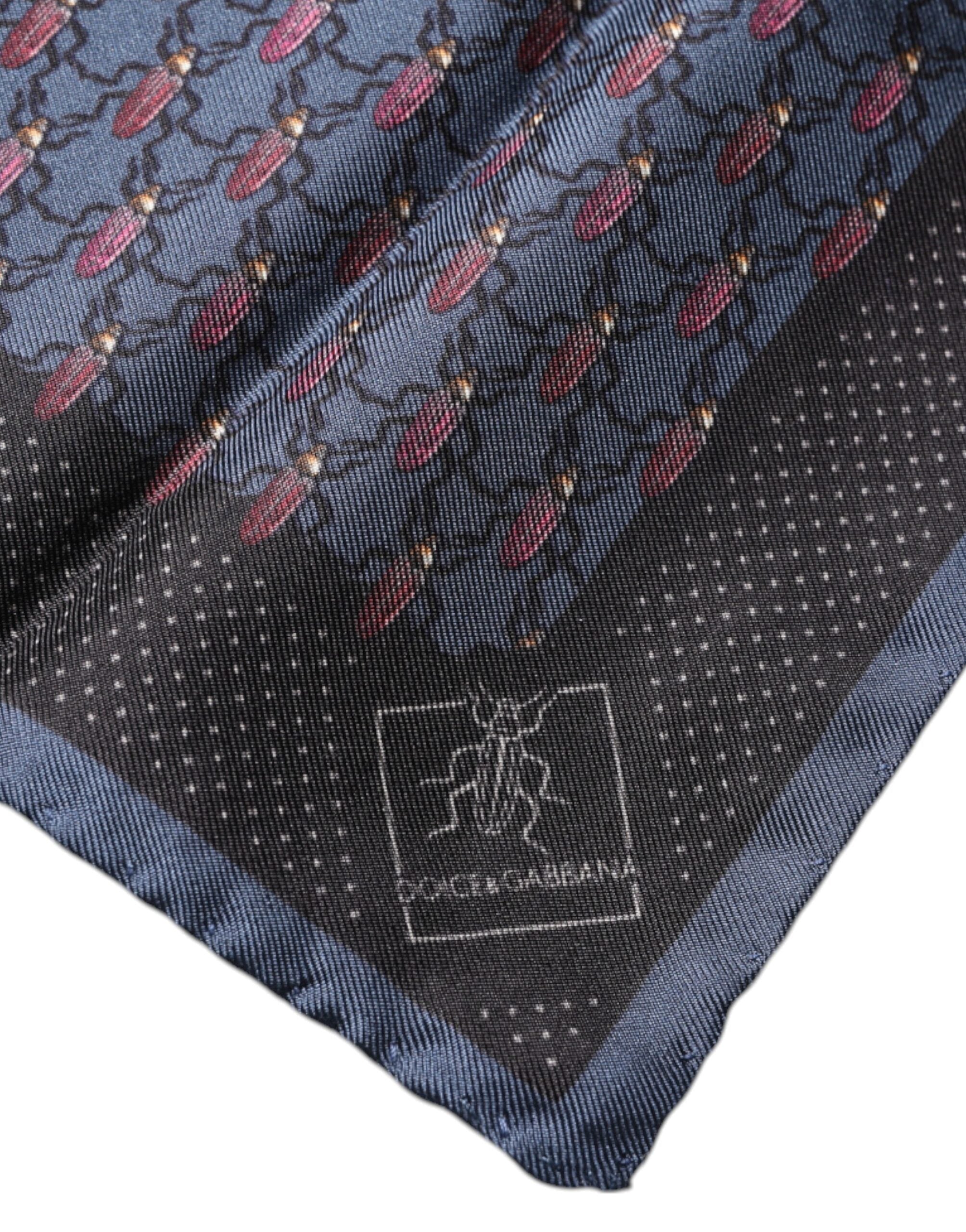 Dolce & Gabbana Mörkblå Beetle Fyrkantig Näsdukshalsduk