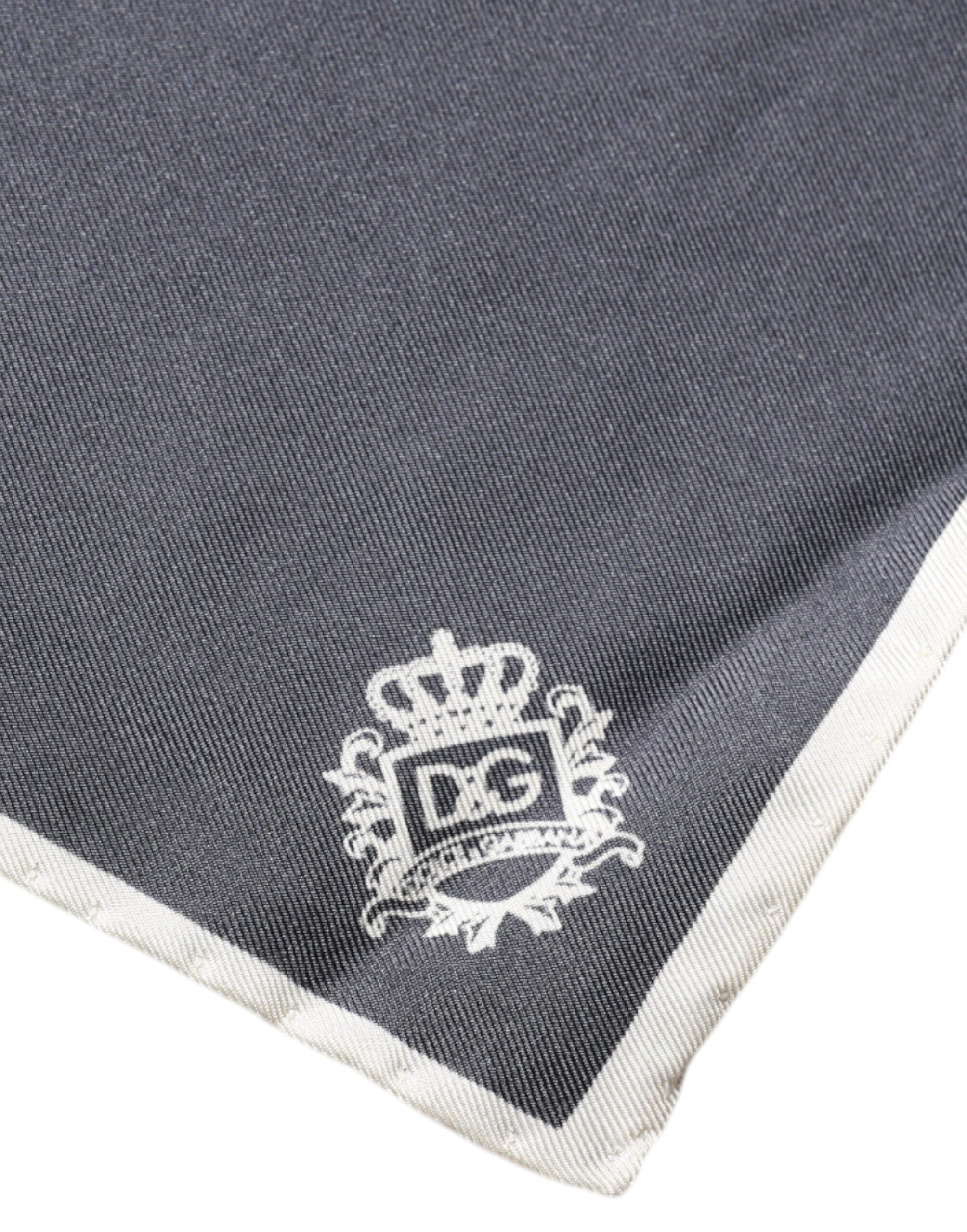 Dolce & Gabbana Grå Kronlogotyp Fyrkantig Näsdukshalsduk