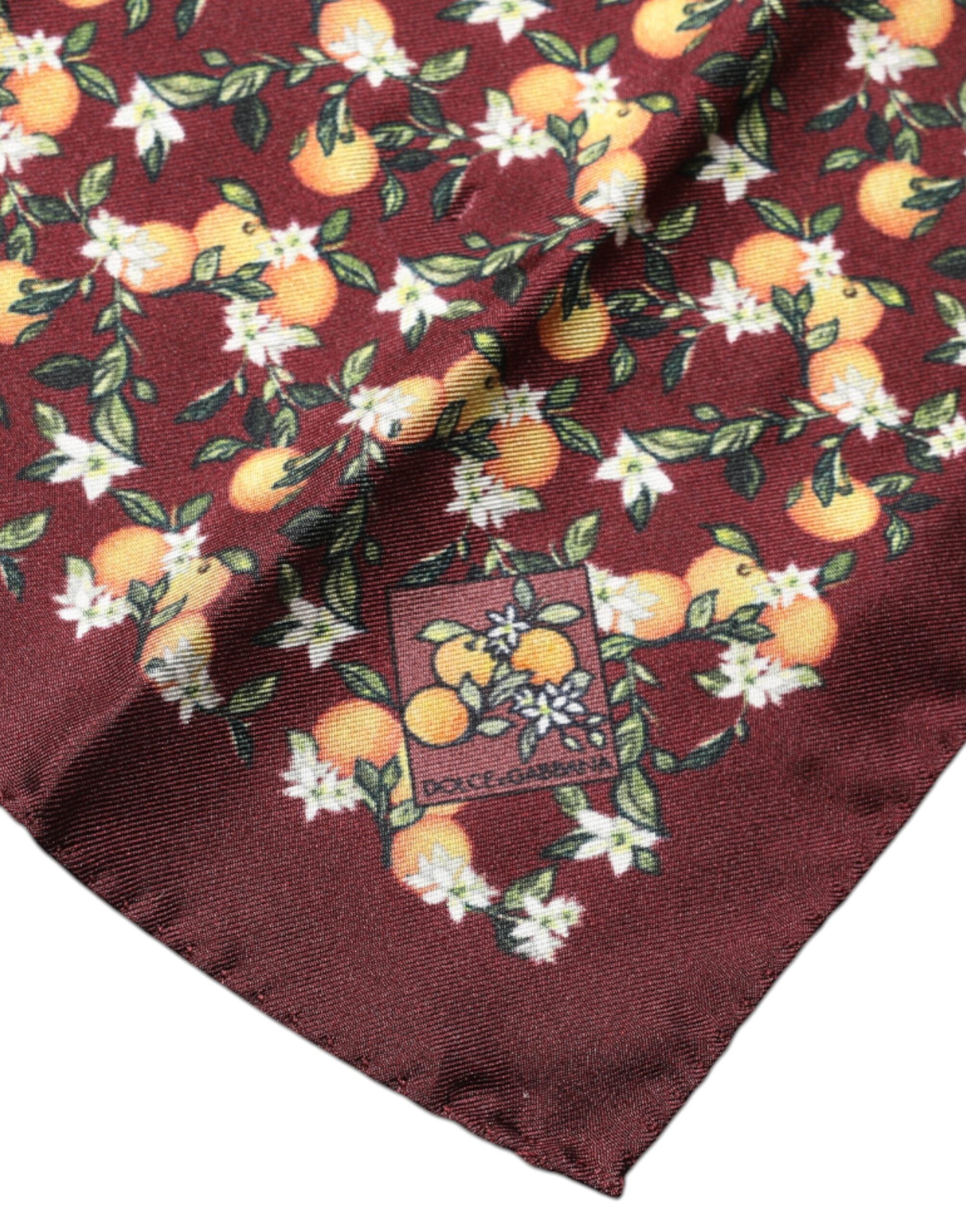 Dolce & Gabbana Rödbrun Orange Fyrkantig Sidennäsduk