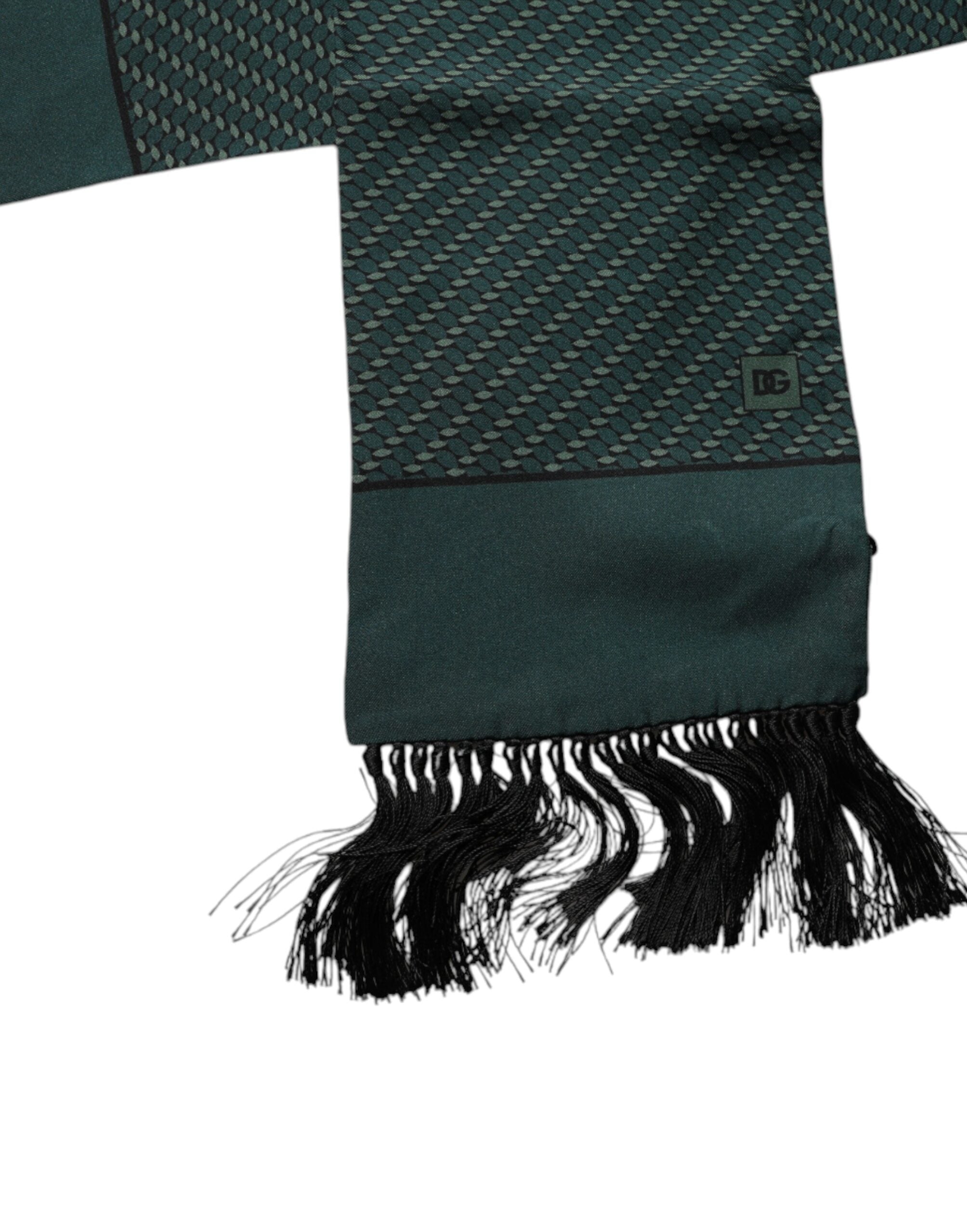 Dolce & Gabbana Mörkgrön Fantasy Fringes Halsduk