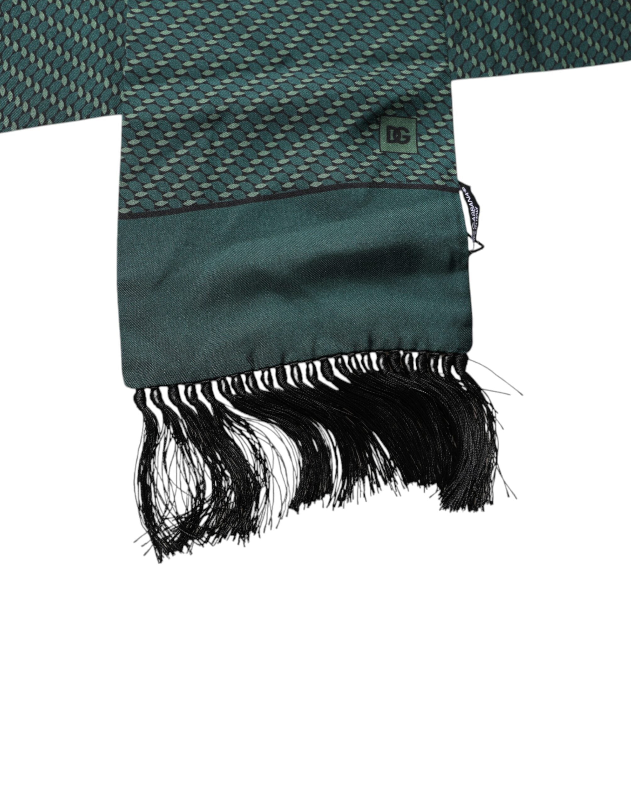 Dolce & Gabbana Mörkgrön Fantasy Fringes Halsduk