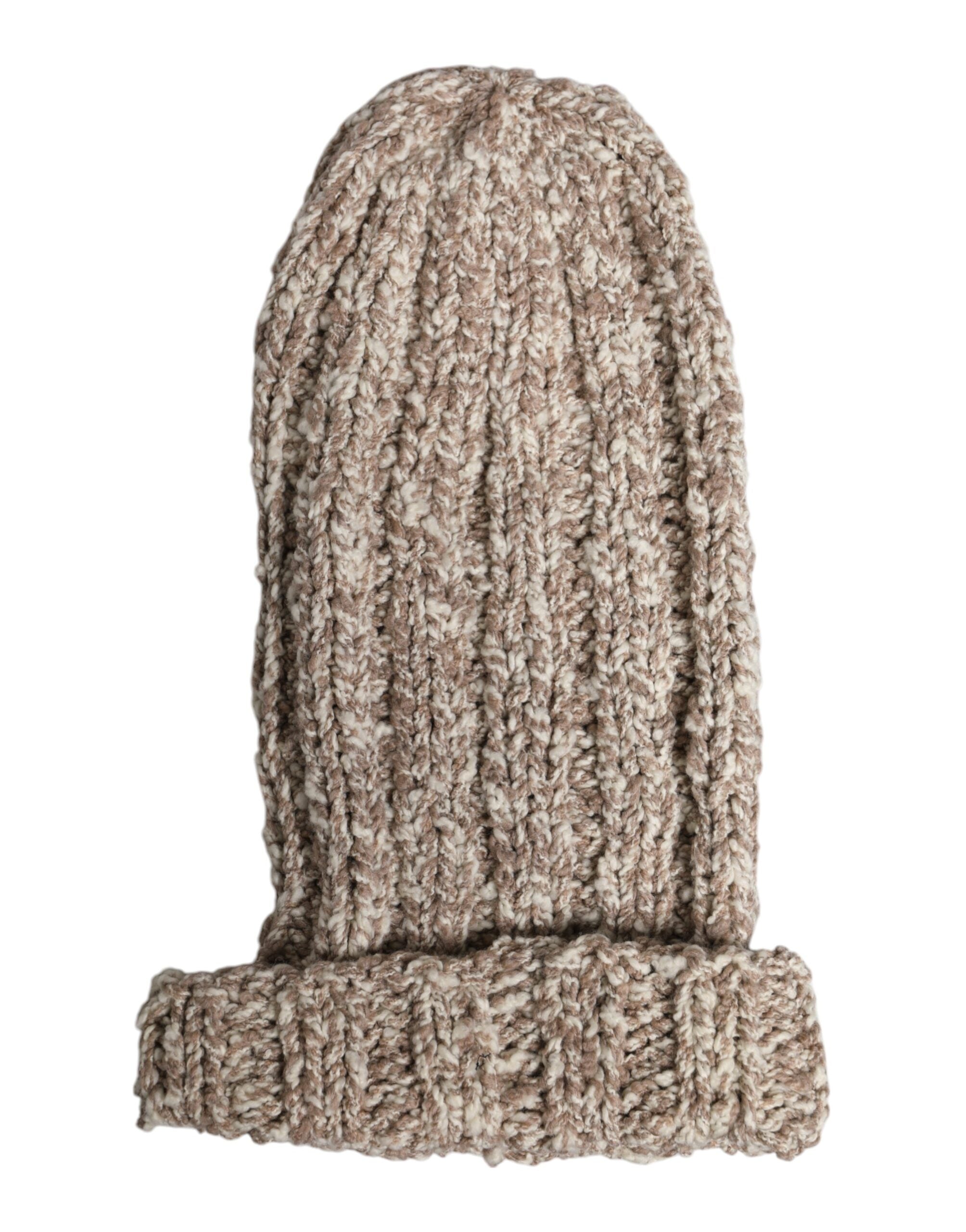 Dolce & Gabbana Beige Stickad Skidmask i Ull Balaklava