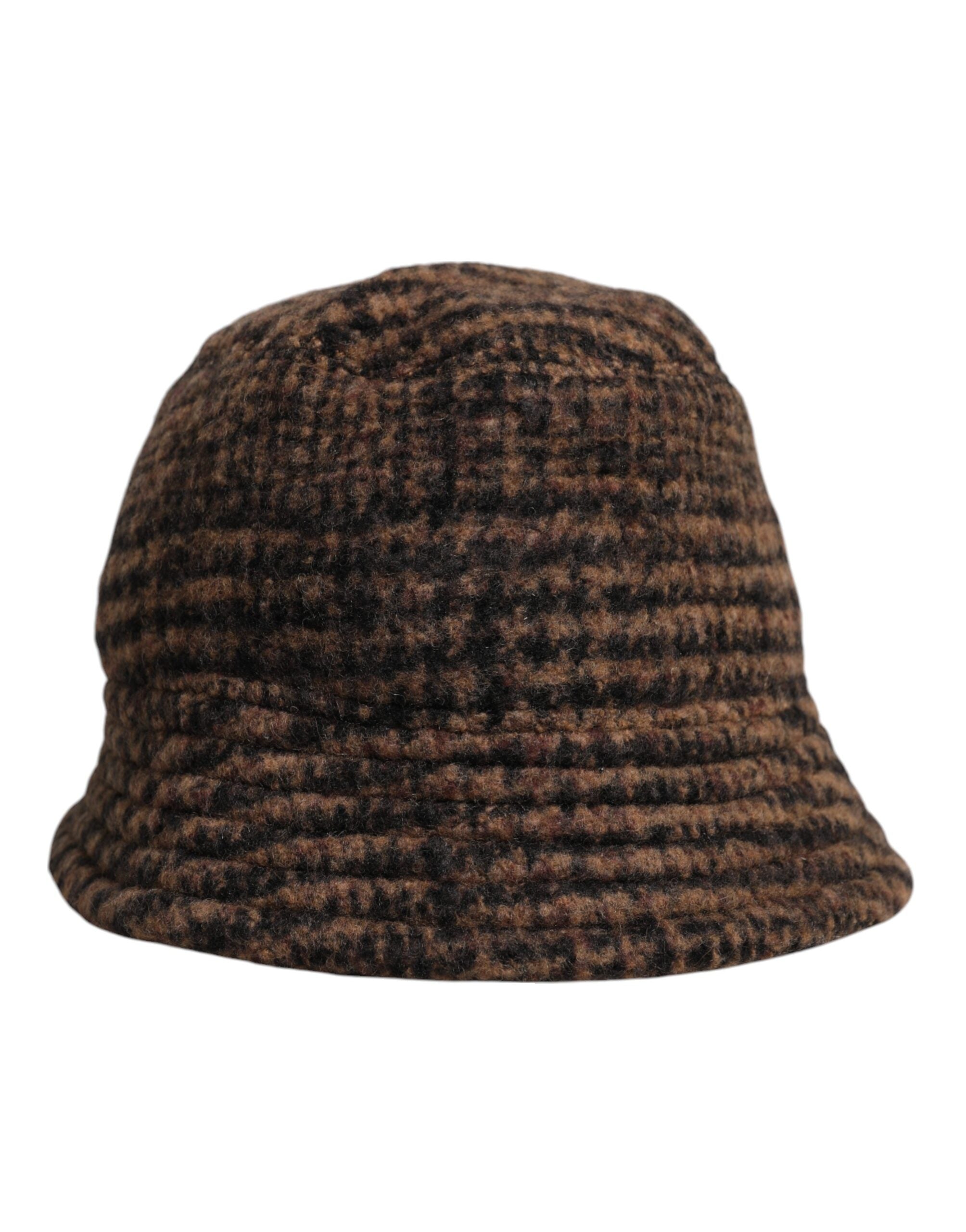 Dolce & Gabbana Brun Hundtandsmönstrad Ullvävd Bucket Hatt