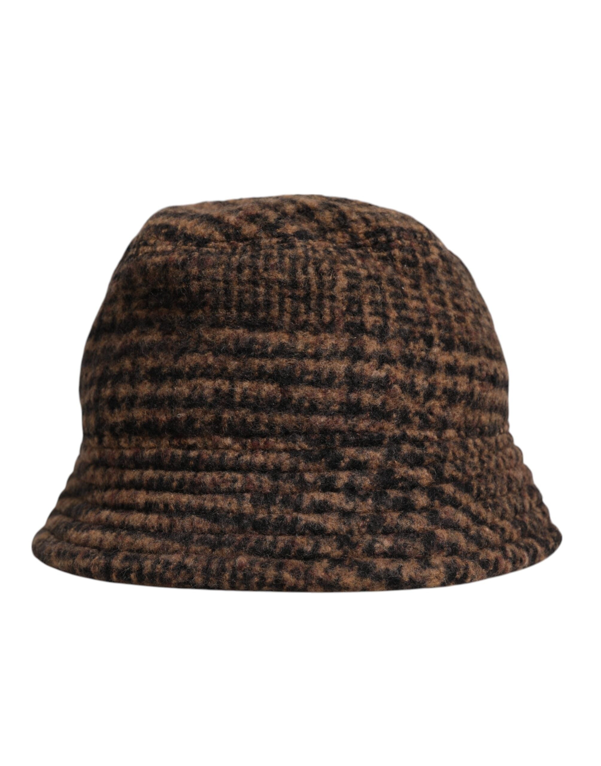 Dolce & Gabbana Brun Hundtandsmönstrad Ullvävd Bucket Hatt