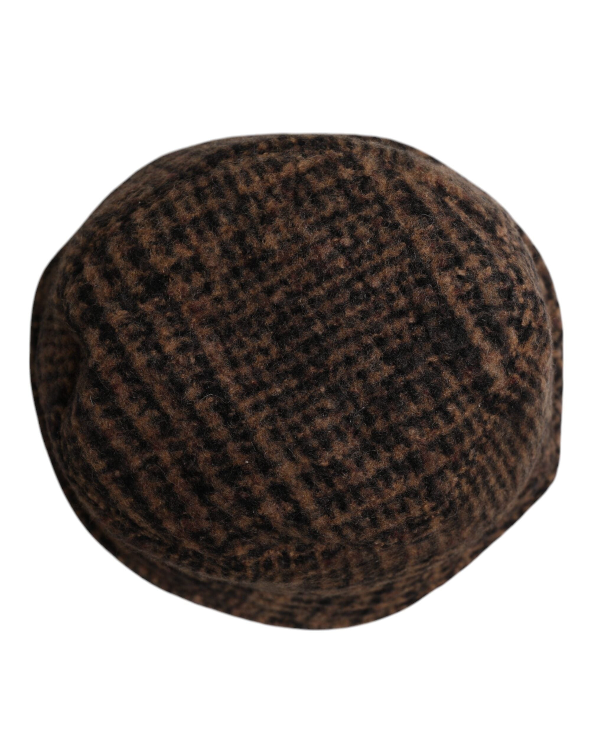 Dolce & Gabbana Brun Hundtandsmönstrad Ullvävd Bucket Hatt