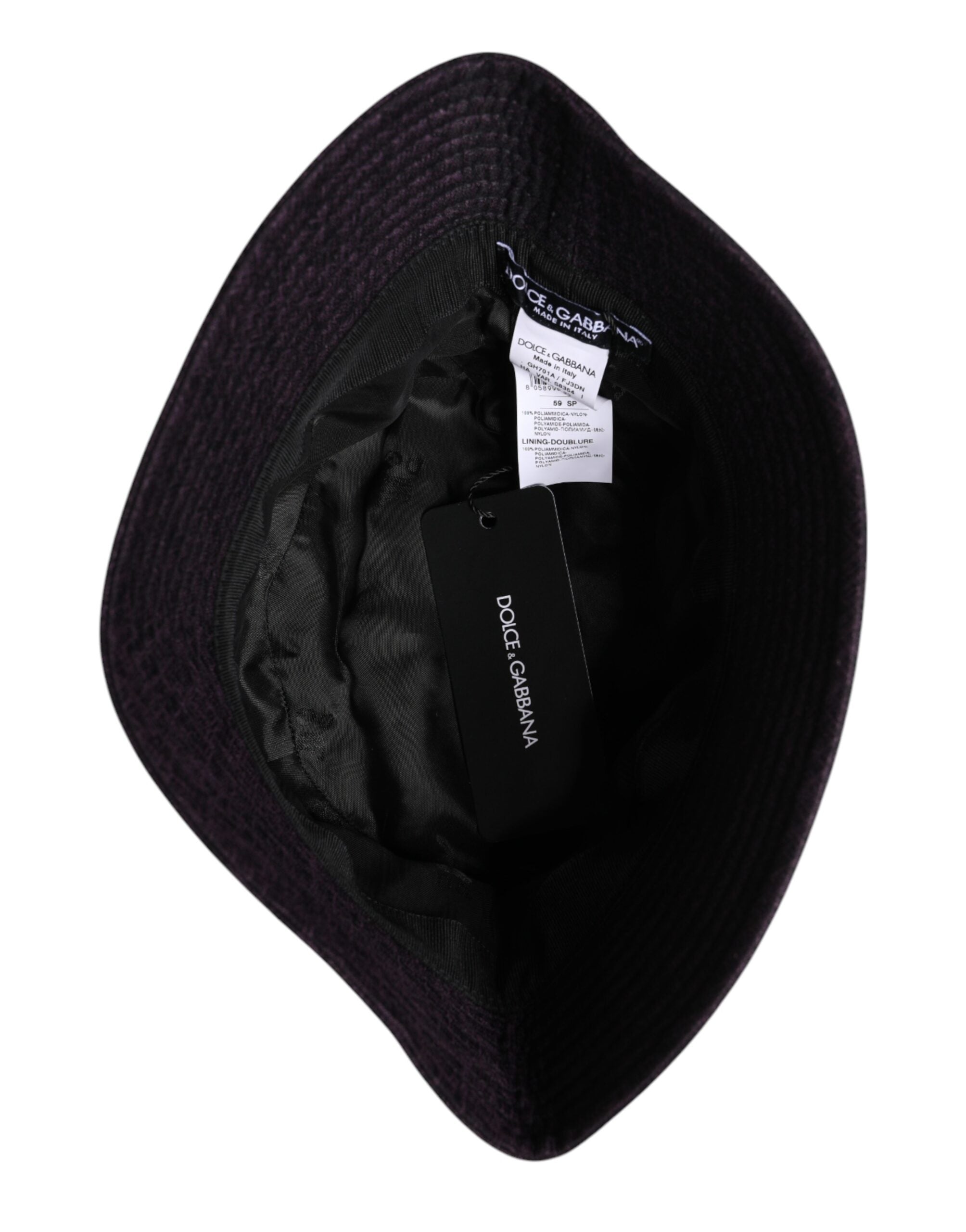 Dolce & Gabbana Svart Nylon Bucket Hatt med Bred Brätte
