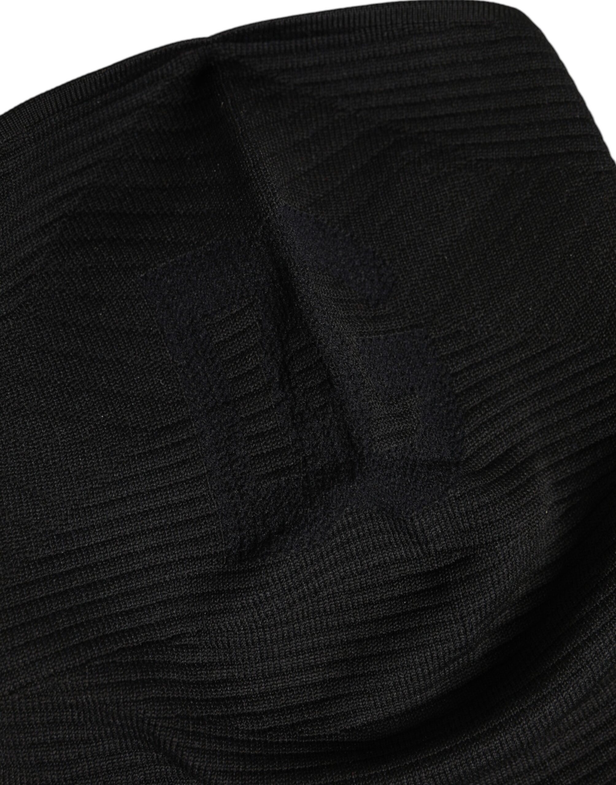 Dolce & Gabbana Svart Nylon Stickad Skidmask Balaklava