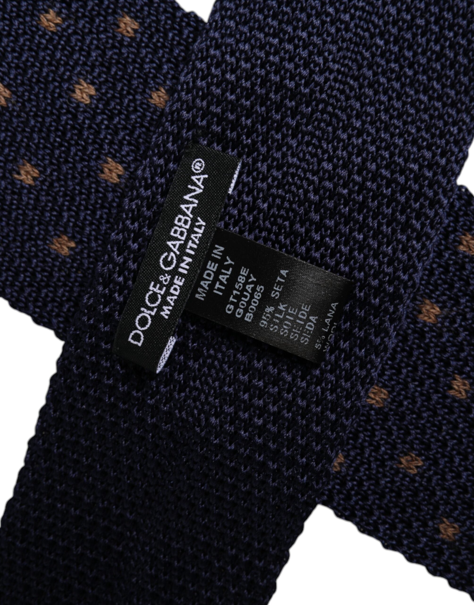 Dolce & Gabbana Blå Prickig Justerbar Sidenslips