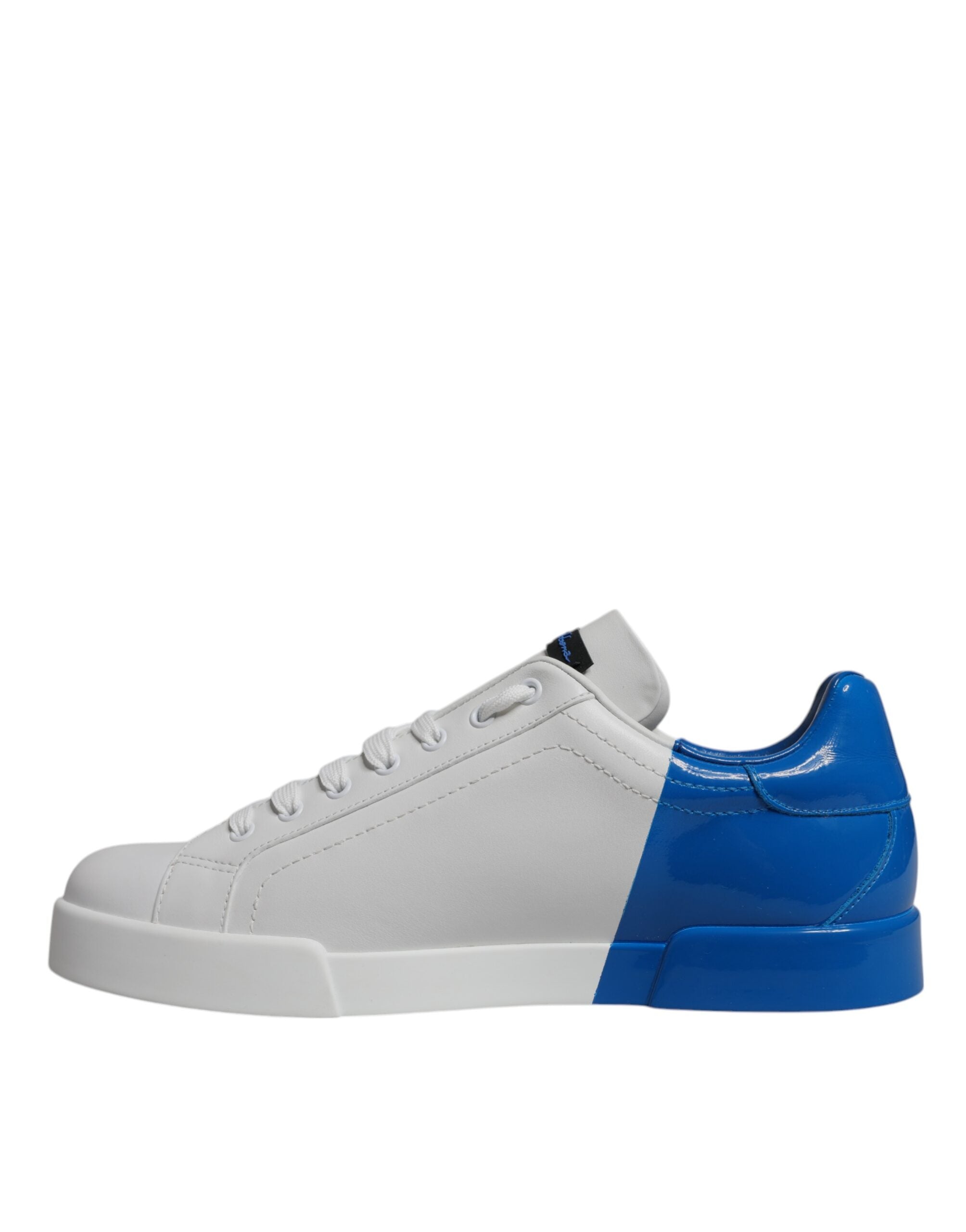 Dolce & Gabbana Vita Blå Läderlogotyp Låga Sneakers Skor