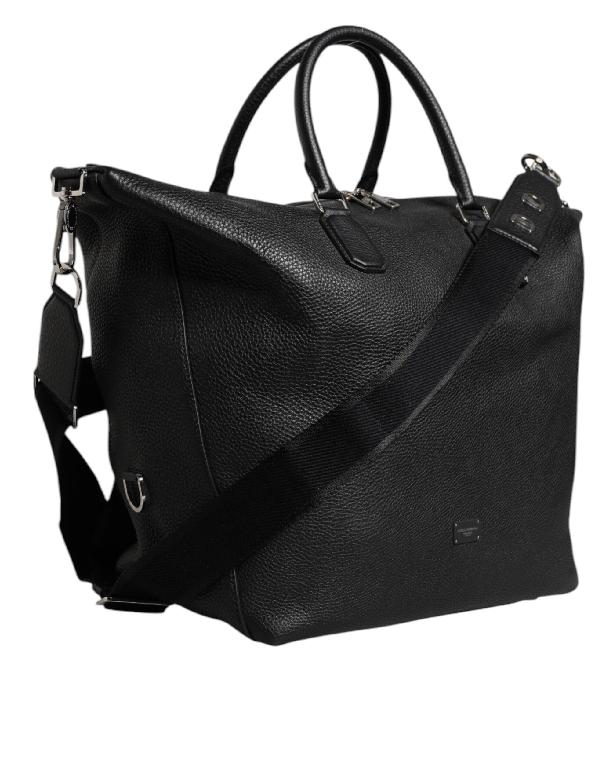 Dolce & Gabbana svart duffelväska i kalvskinn och läder