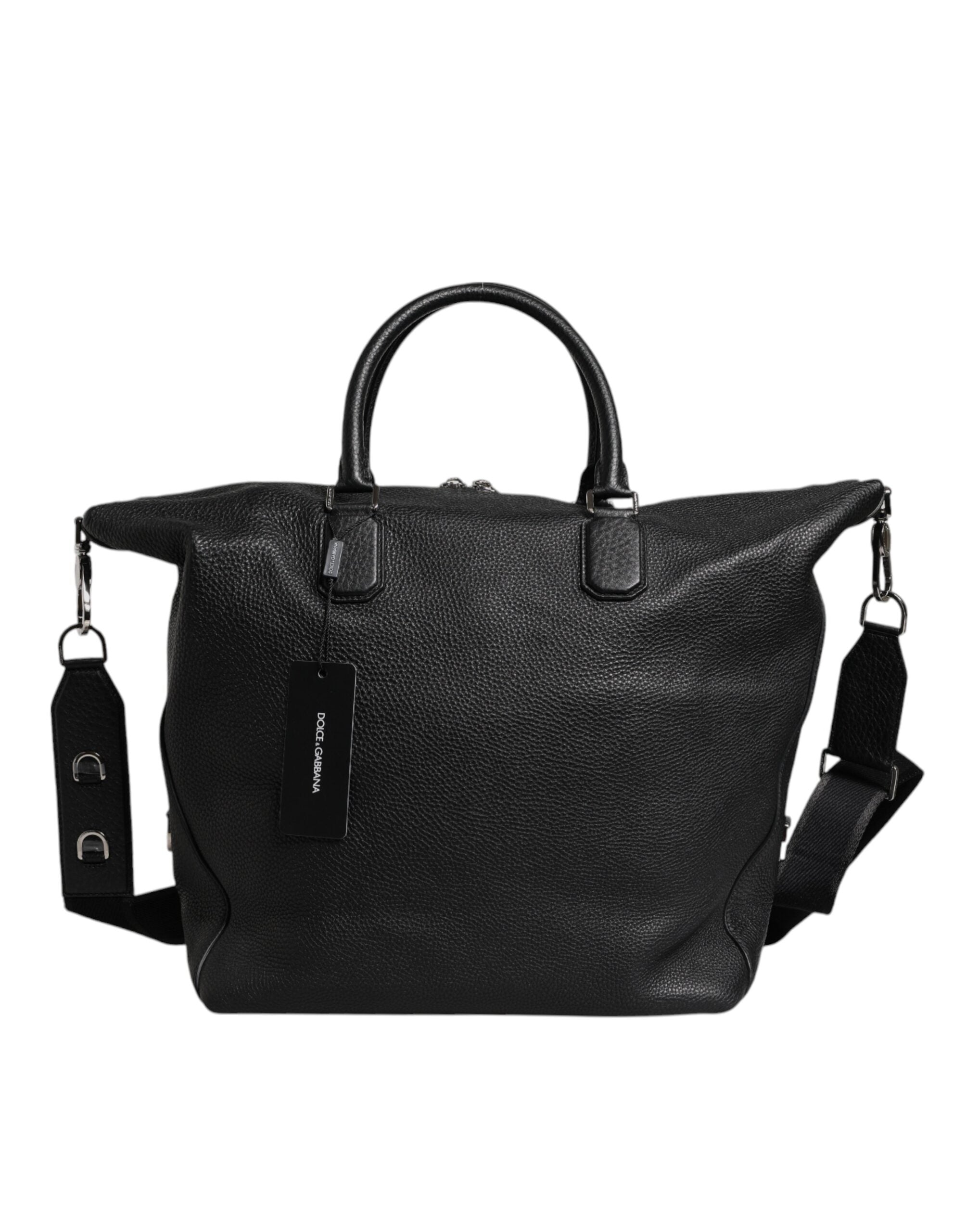 Dolce & Gabbana svart duffelväska i kalvskinn och läder