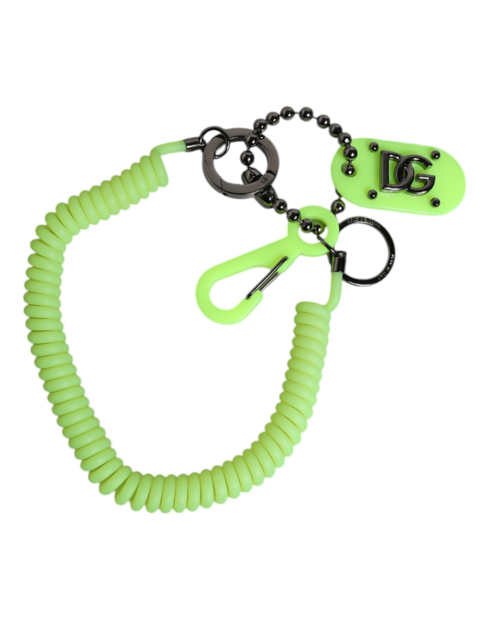 Dolce & Gabbana Green Springy Key Holder DG Logo Men&