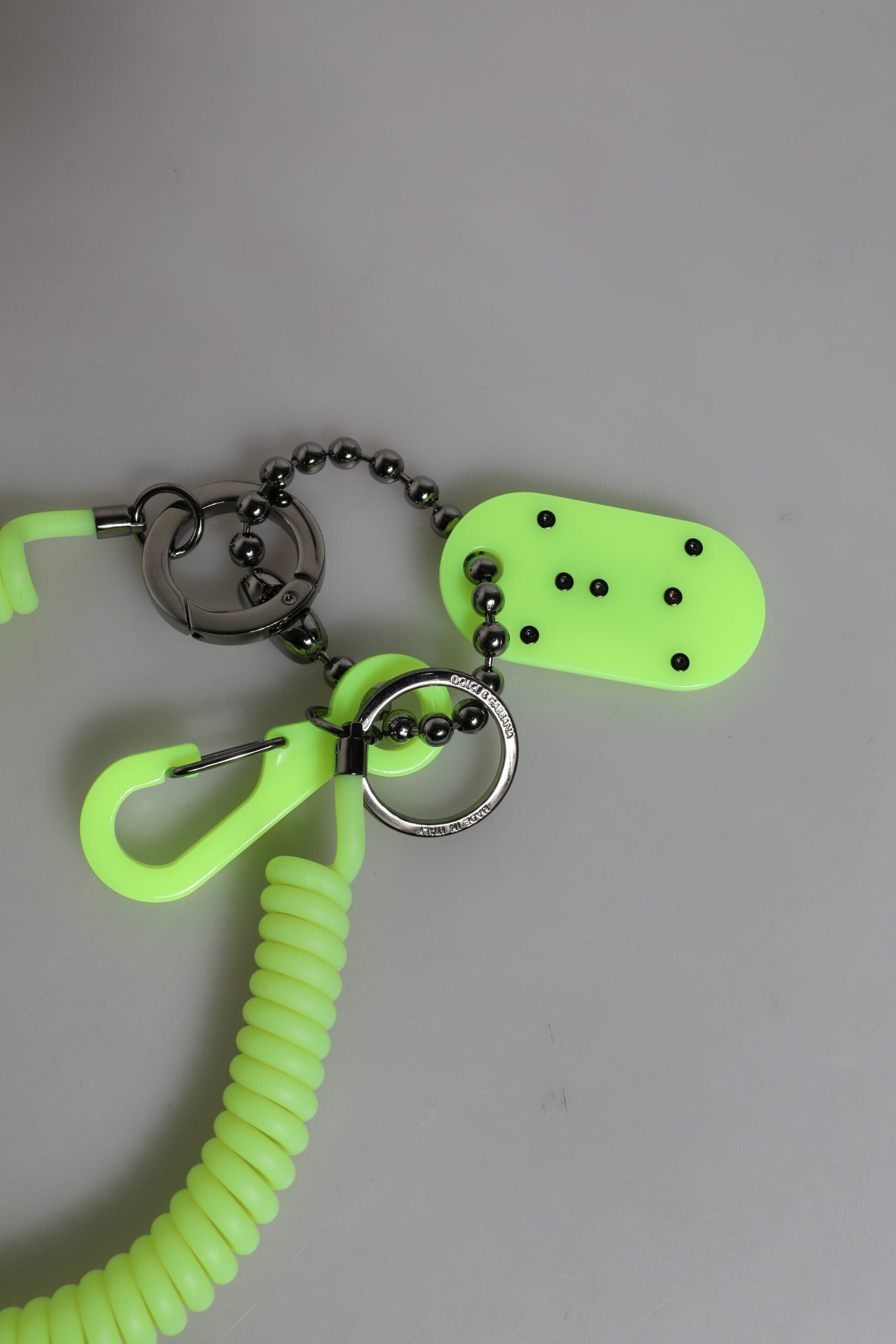 Dolce & Gabbana Green Springy Key Holder DG Logo Men&