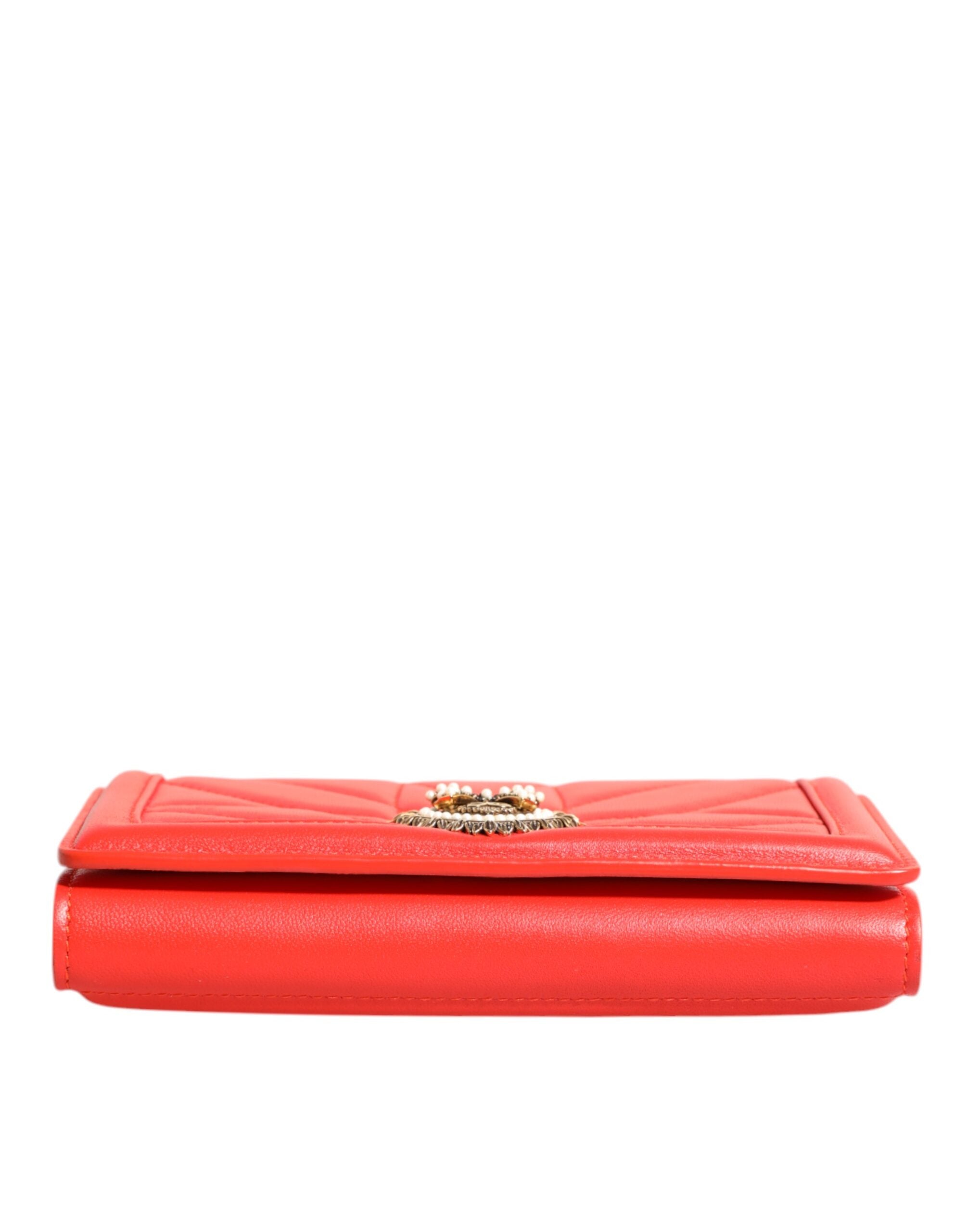 Dolce & Gabbana Röd Quilted Läderväska med Axelrem och Mobilfodral