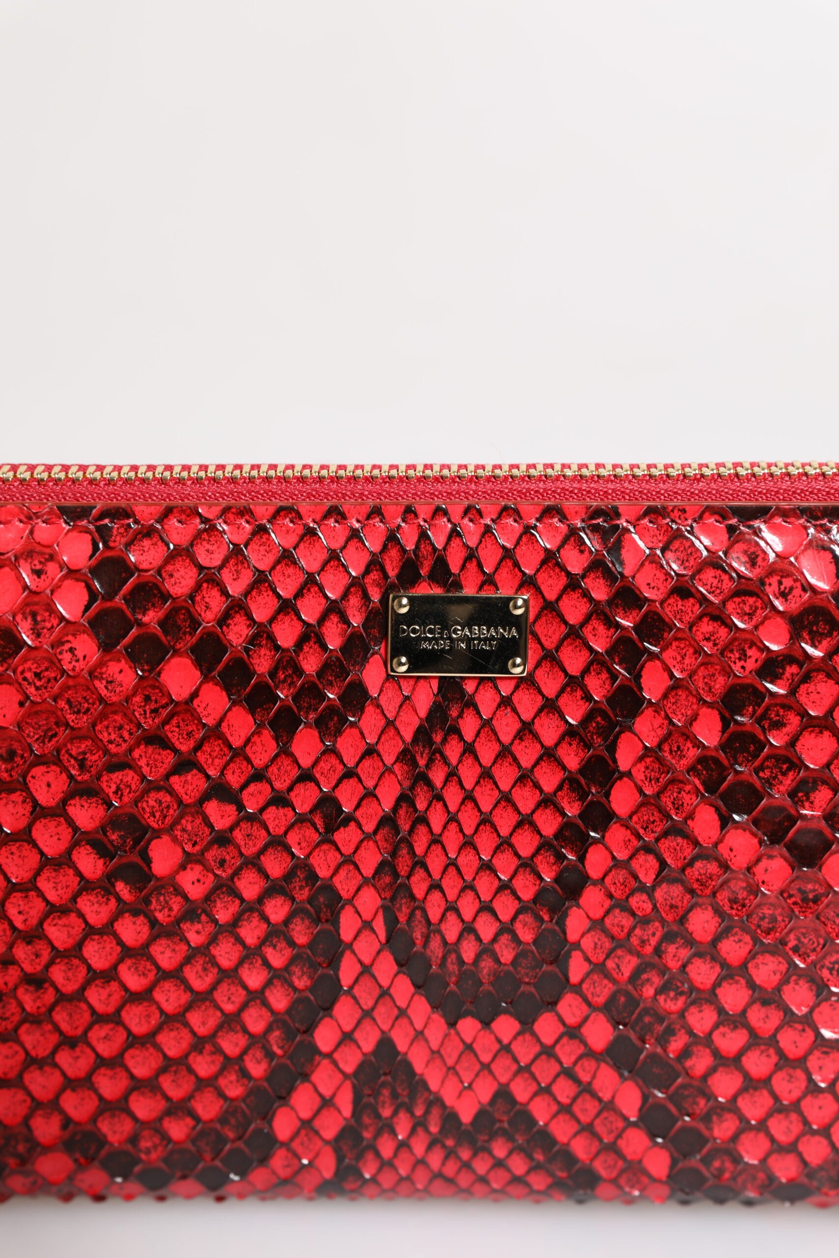 Dolce & Gabbana Röd Exotisk Läderväska med Dragkedja och Continental Clutch