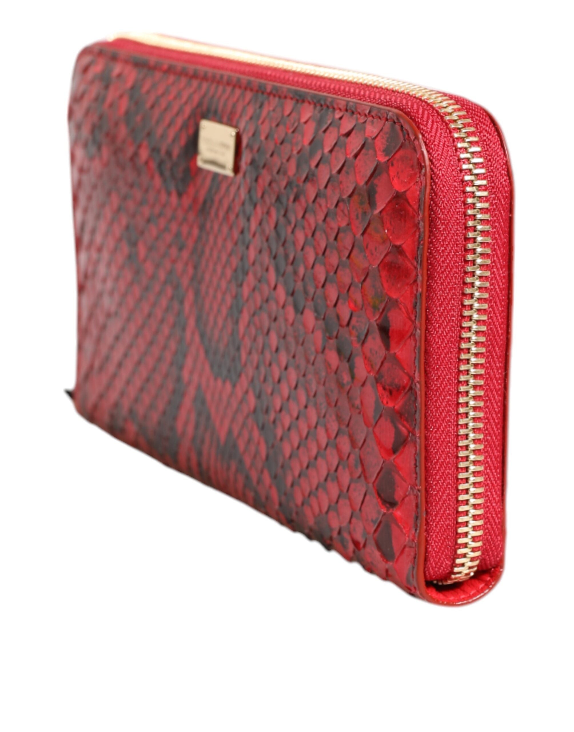 Dolce & Gabbana Röd Exotisk Läderväska med Dragkedja och Continental Clutch