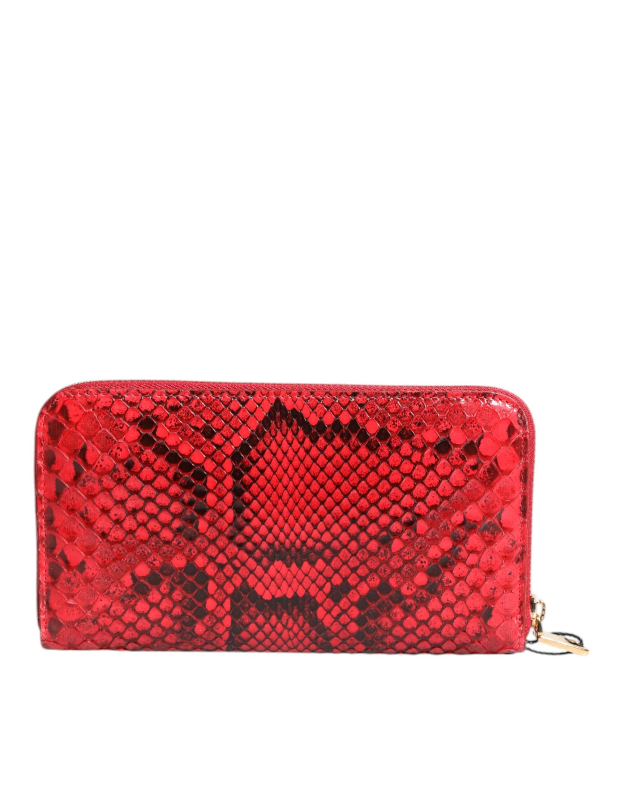 Dolce & Gabbana Röd Exotisk Läderväska med Dragkedja och Continental Clutch