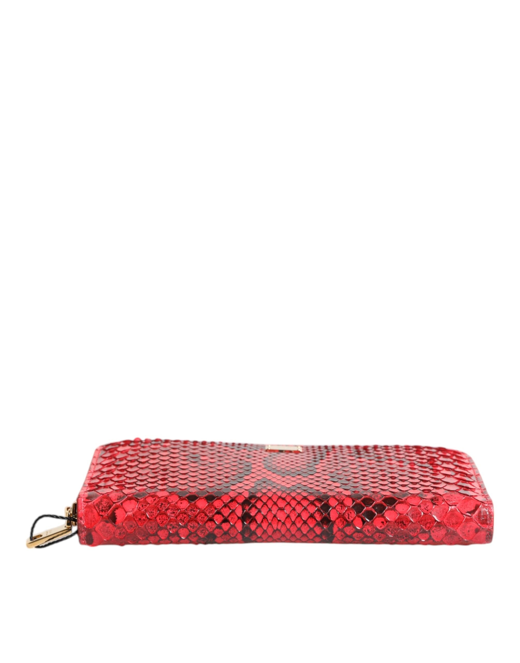 Dolce & Gabbana Röd Exotisk Läderväska med Dragkedja och Continental Clutch
