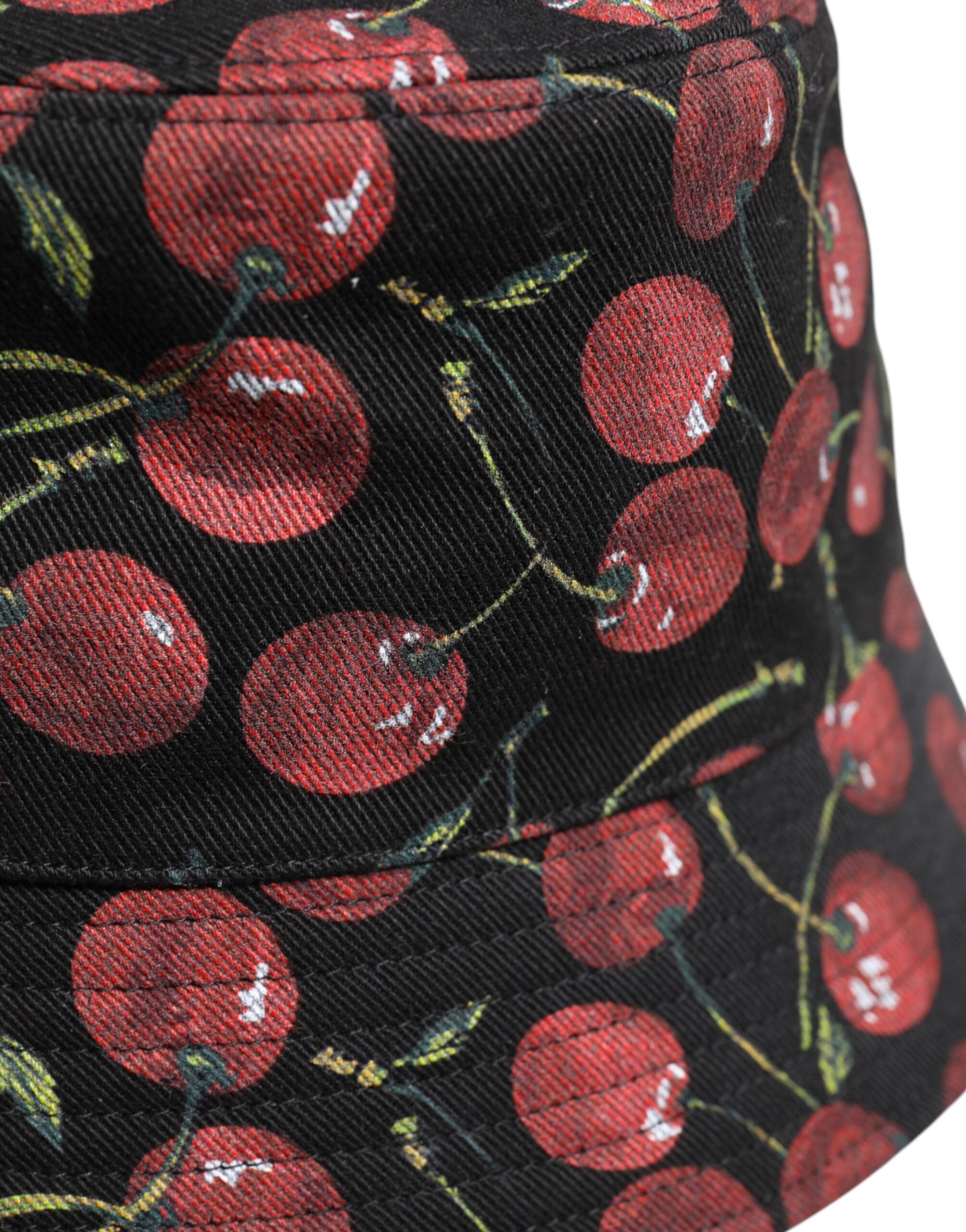 Dolce & Gabbana Svart Bomullsmönstrad Bucket Hatt med Bred Brätte
