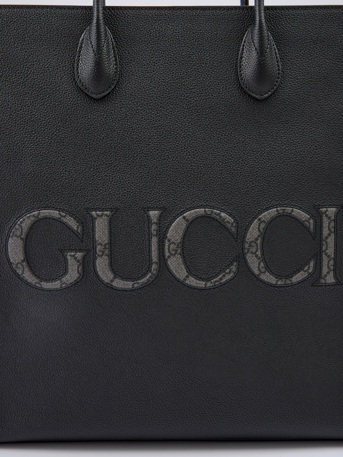 Gucci svart läderlogotyp mellanstor tygväska