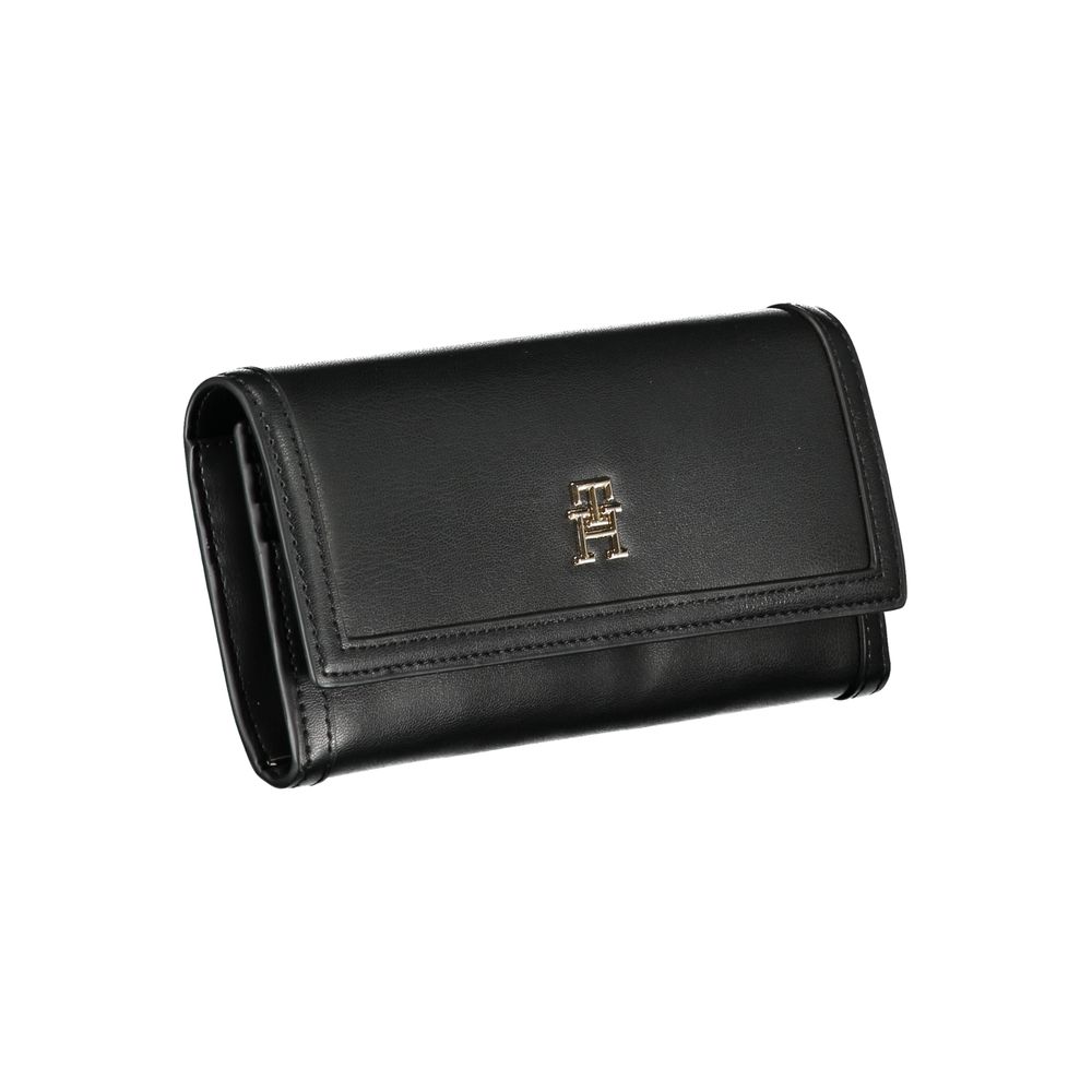 Tommy Hilfiger elegant svart plånbok med dubbla fack