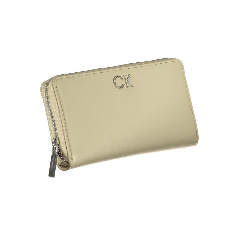 Calvin Klein Elegant Beige Plånbok med Dragkedja och RFID-blockering