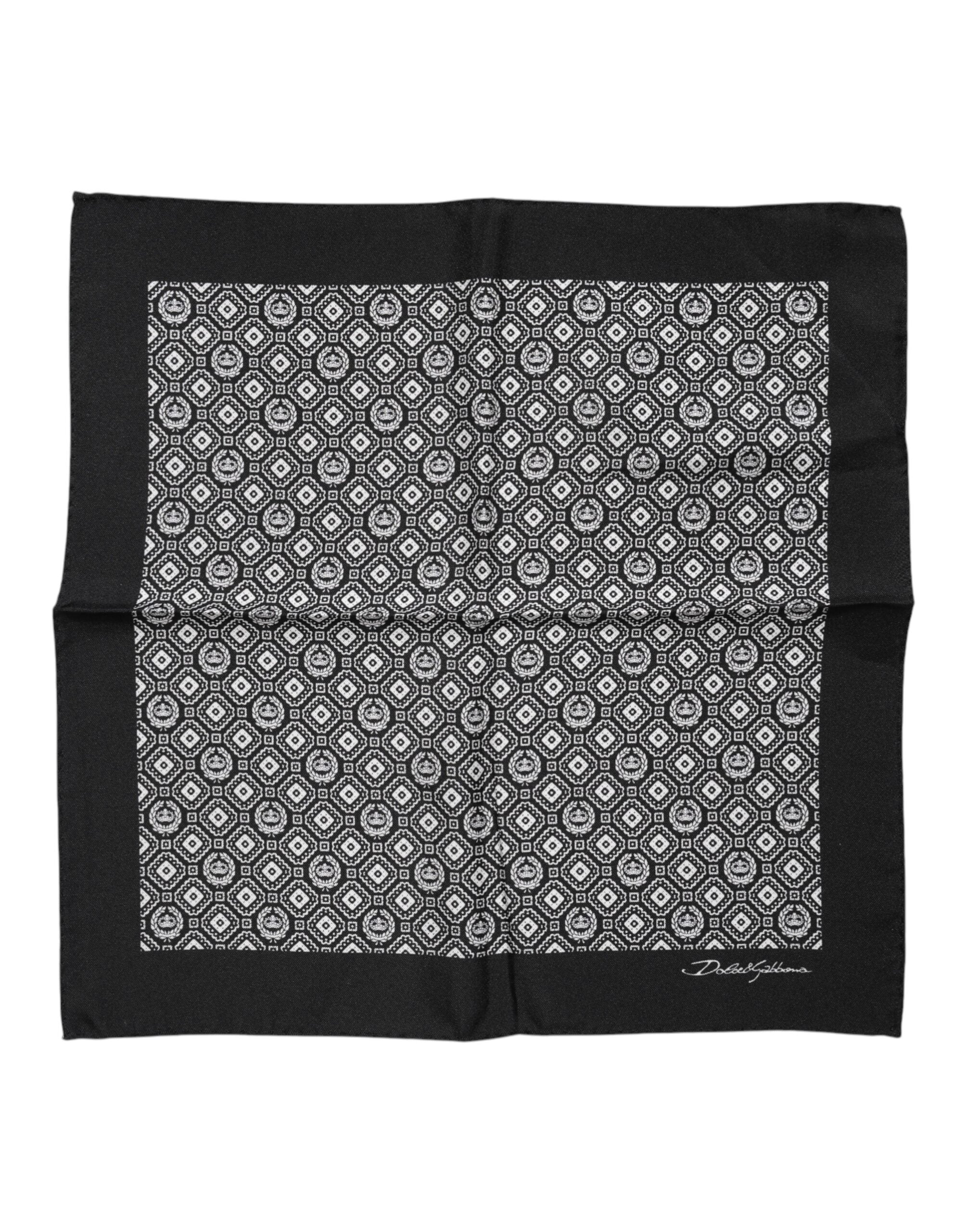 Dolce & Gabbana Svartvit Mönstrad Fyrkantig Foulard Halsduk