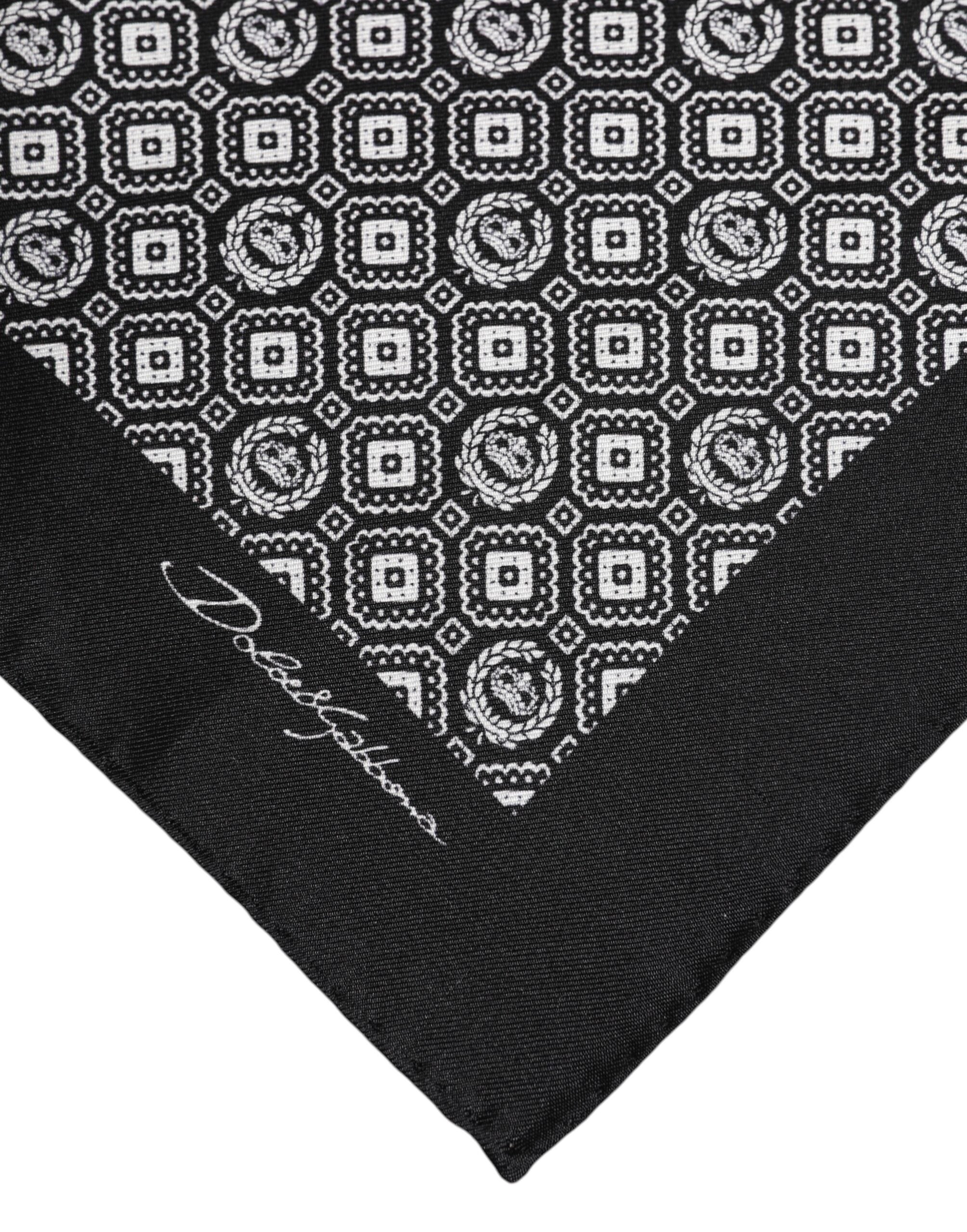 Dolce & Gabbana Svartvit Mönstrad Fyrkantig Foulard Halsduk