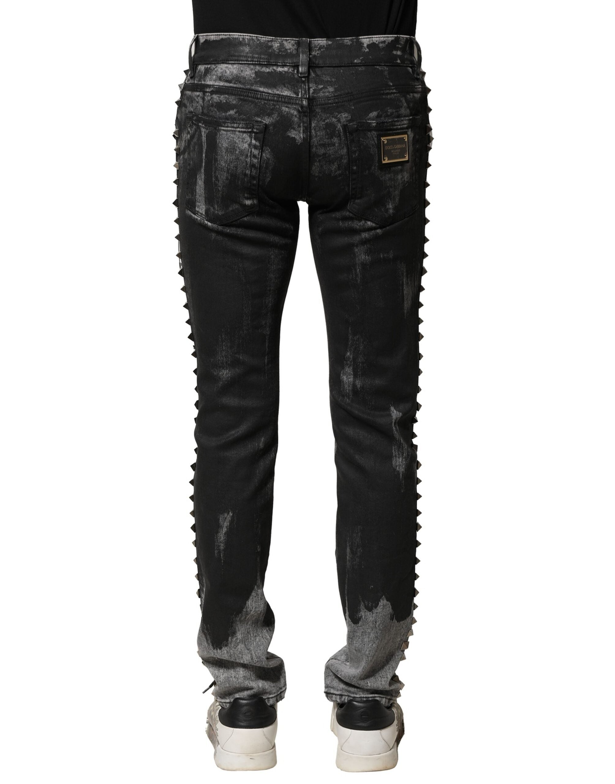 Dolce & Gabbana svarta tvättade utsmyckade skinny denimjeans