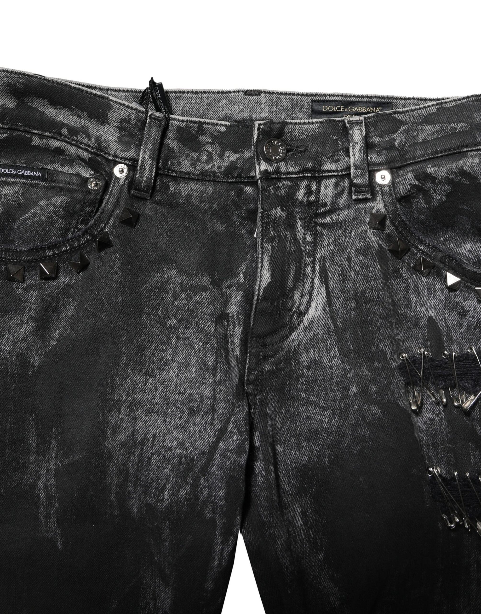 Dolce & Gabbana svarta tvättade utsmyckade skinny denimjeans