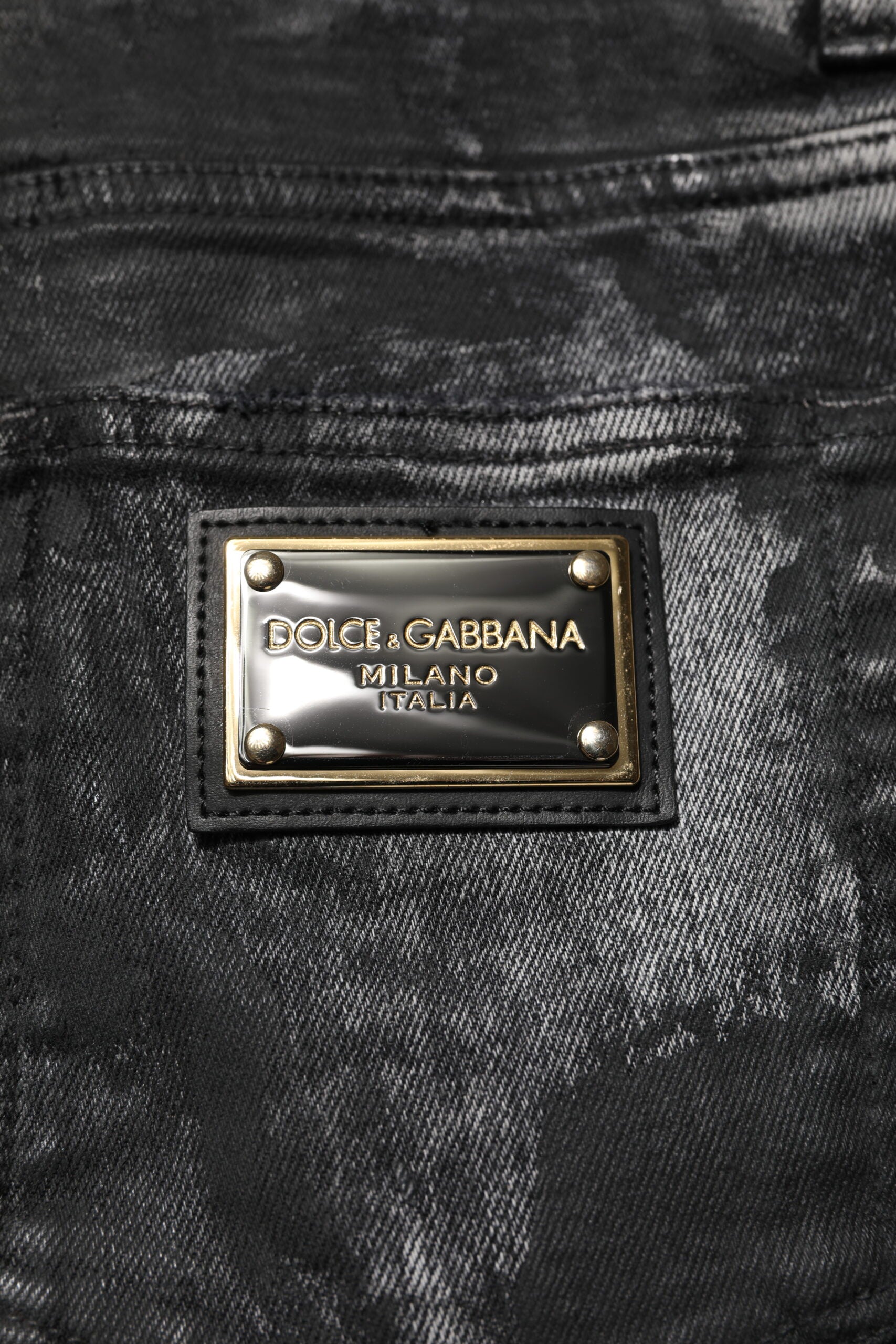 Dolce & Gabbana svarta tvättade utsmyckade skinny denimjeans