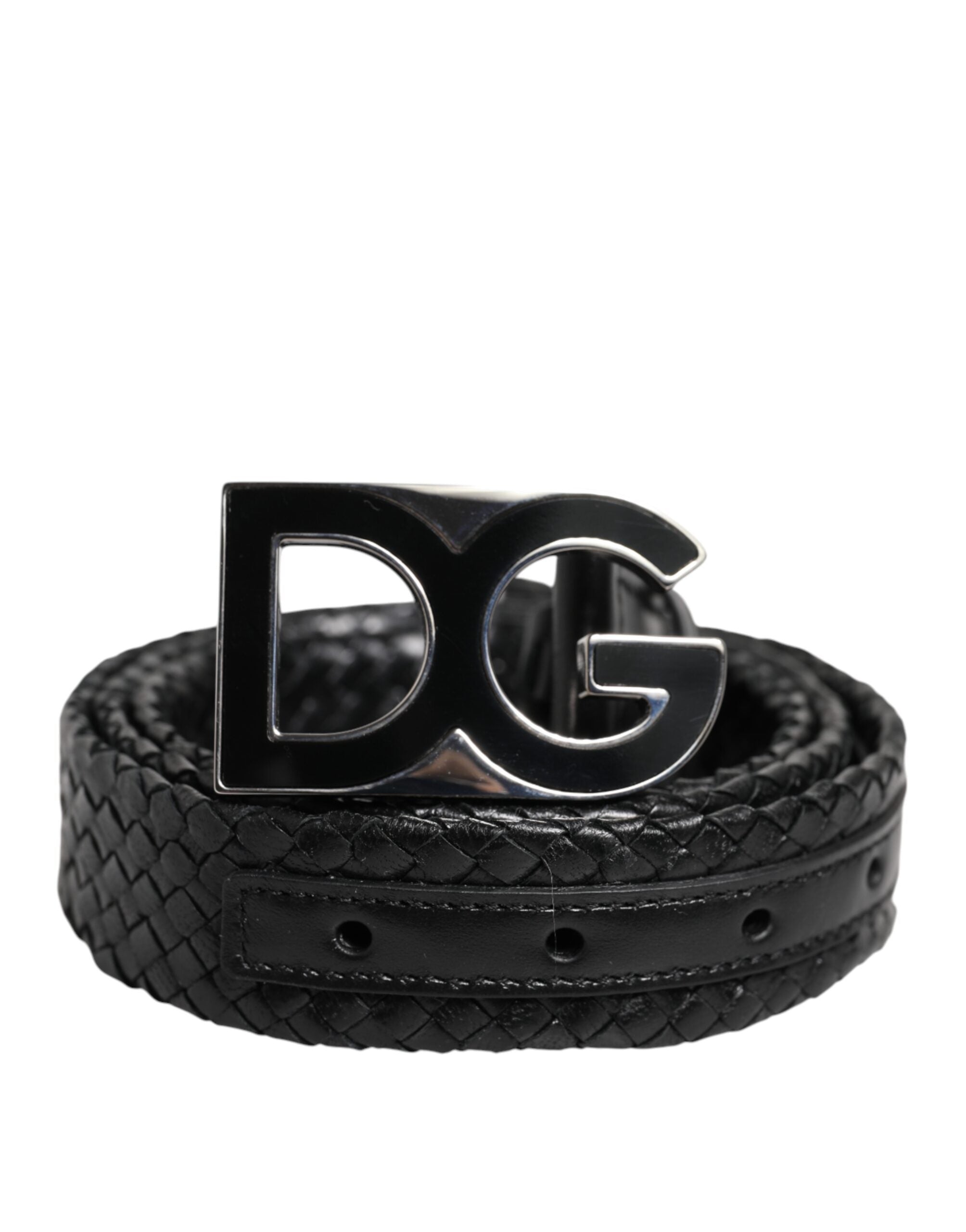 Dolce & Gabbana svart klassiskt läderbälte med DG-logotyp och spänne