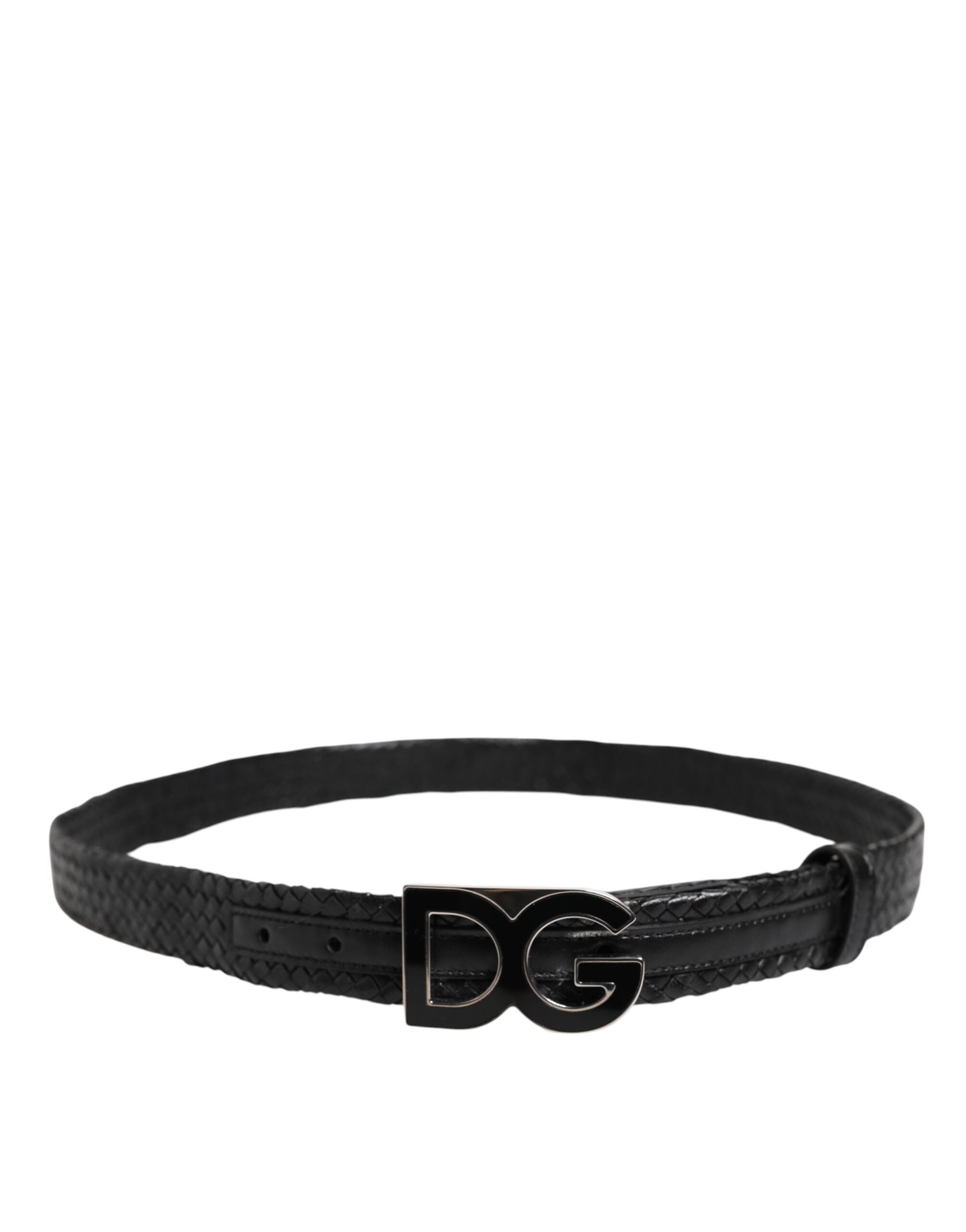 Dolce & Gabbana svart klassiskt läderbälte med DG-logotyp och spänne