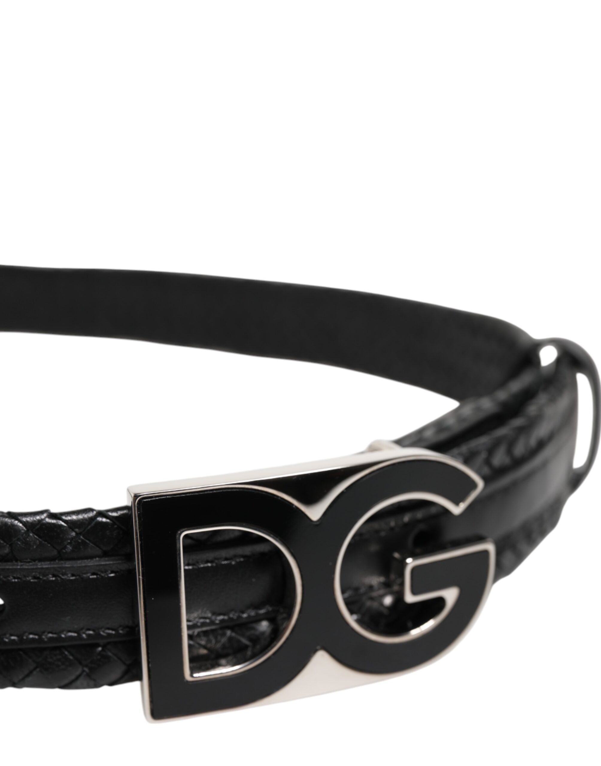 Dolce & Gabbana svart klassiskt läderbälte med DG-logotyp och spänne