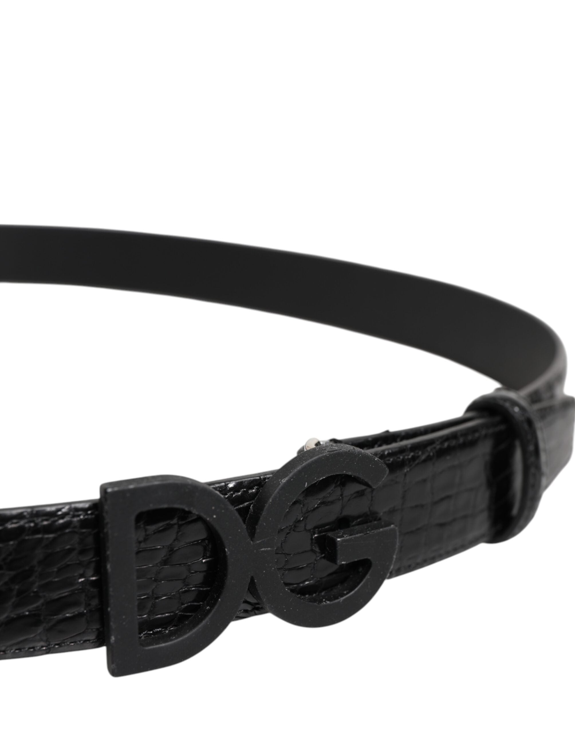 Dolce & Gabbana svart läderbälte med klassiskt metallspänne och DG-spänne