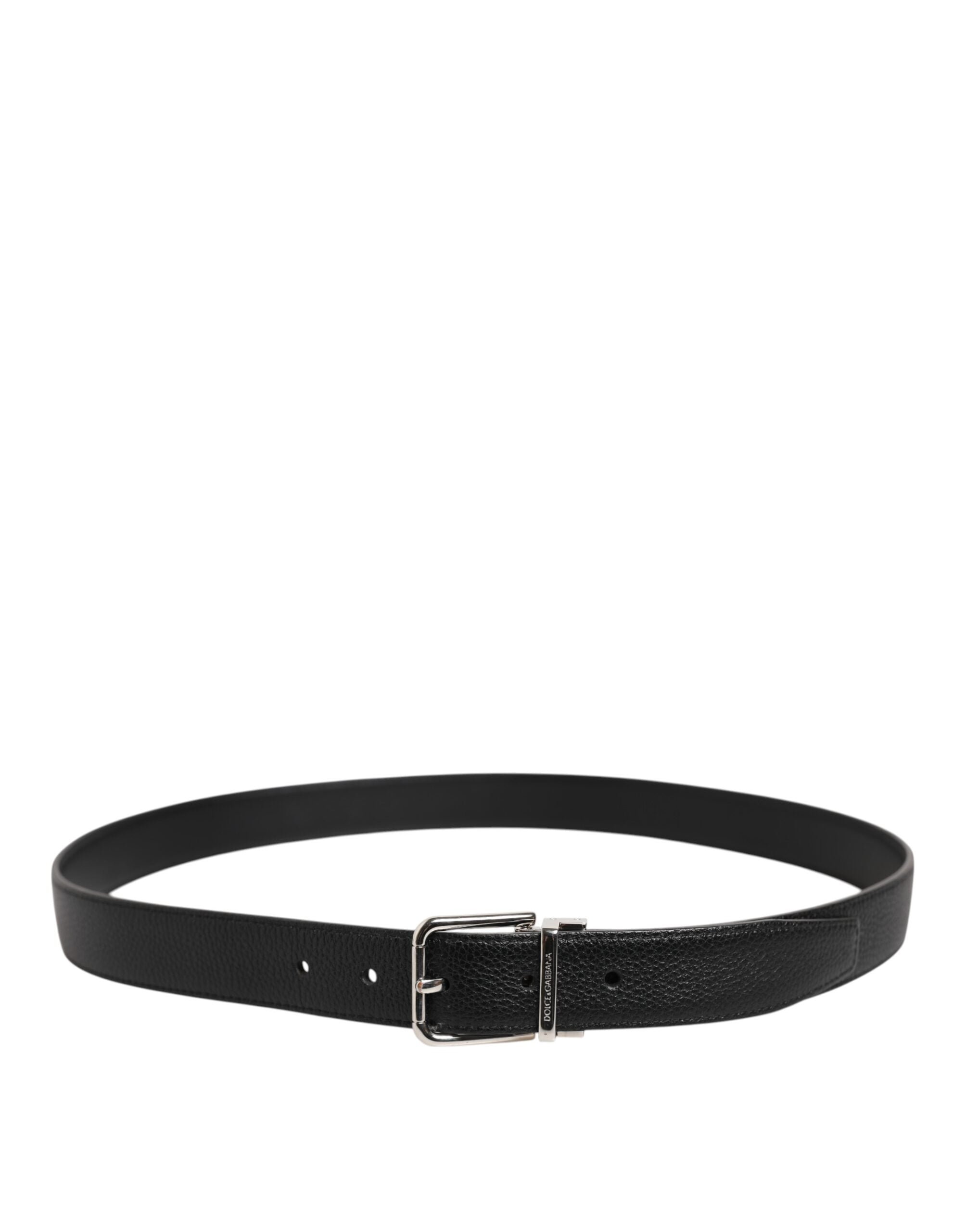 Dolce & Gabbana Svart Klassiskt Läderbälte med Silverton och Spänne