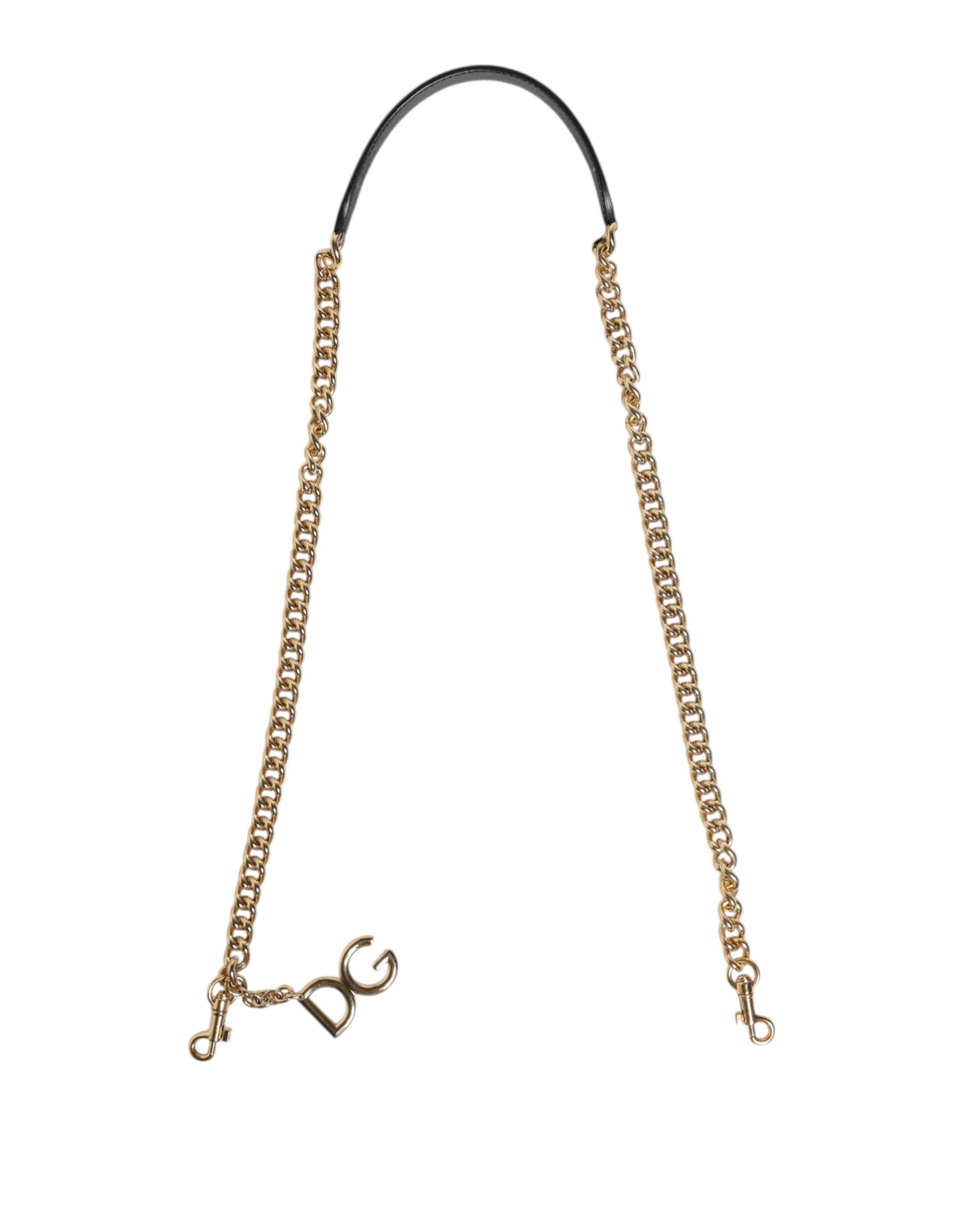 Dolce & Gabbana Brun Leopard Guld Mässingskedja Accessoar Axelrem