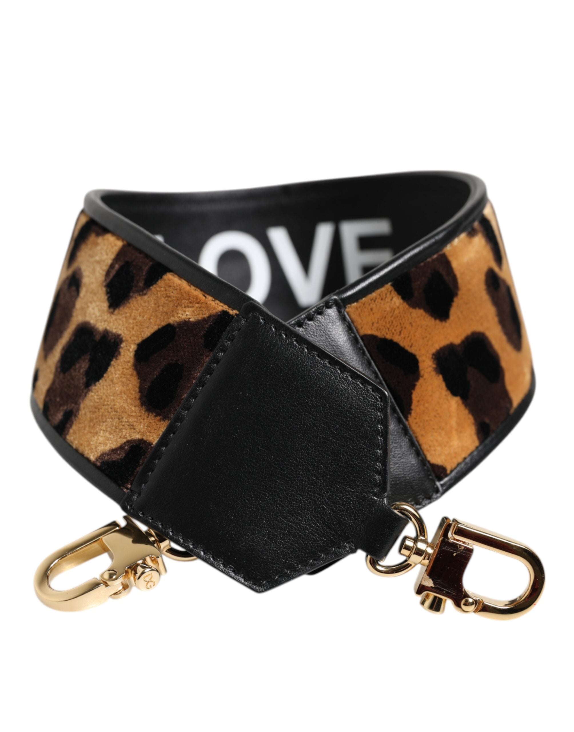 Dolce & Gabbana Svart Leopardmönstrad Vändbar Väska Axelrem