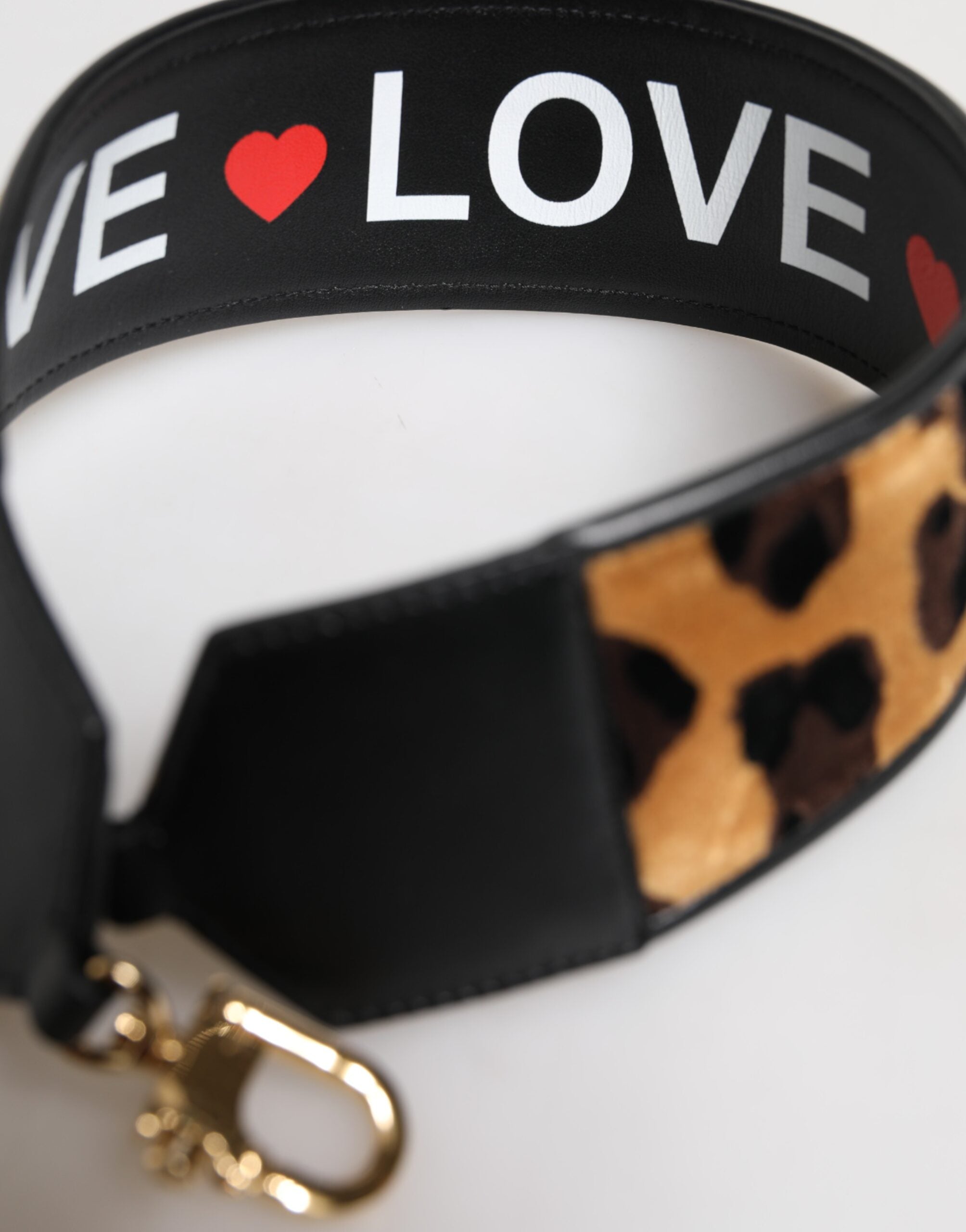 Dolce & Gabbana Svart Leopardmönstrad Vändbar Väska Axelrem