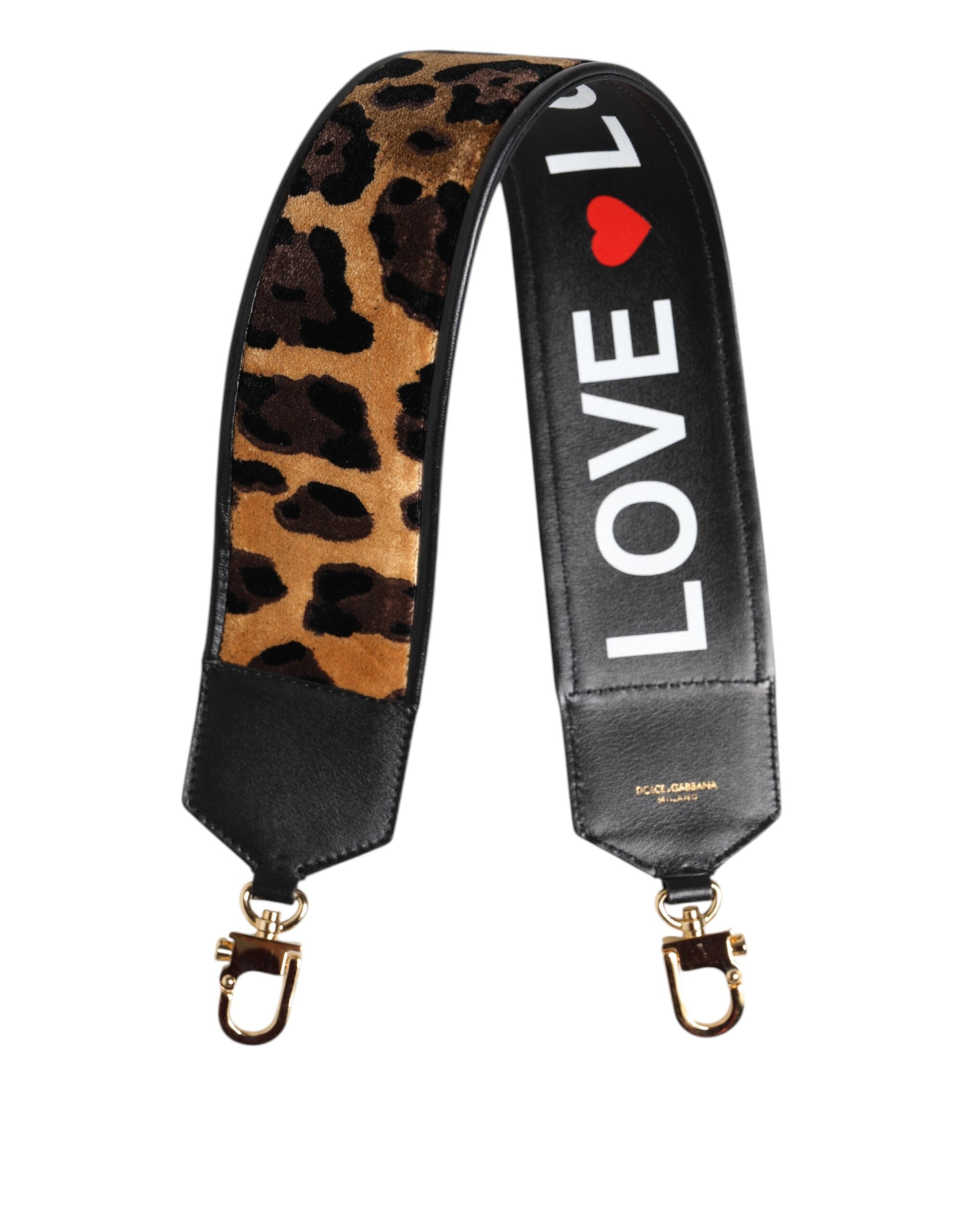 Dolce & Gabbana Svart Leopardmönstrad Vändbar Väska Axelrem