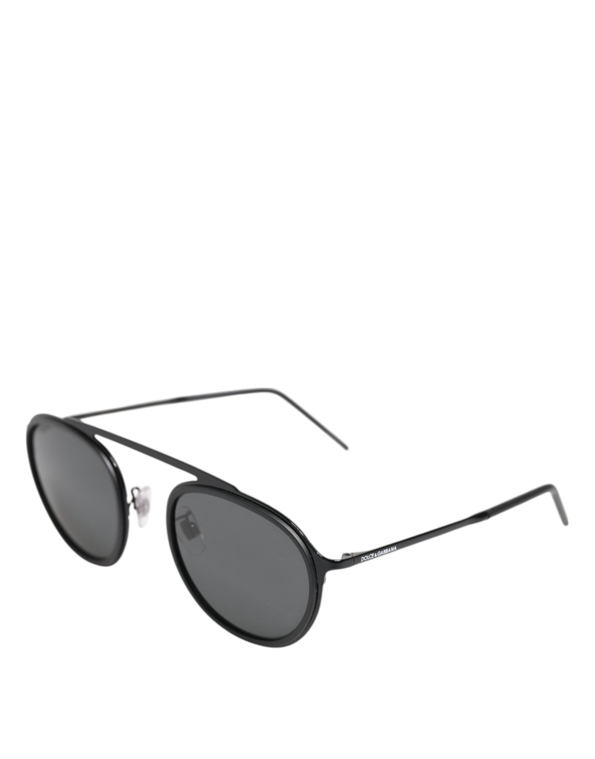 Dolce & Gabbana Matte Black DG2276 Metal Rim Round Shades Sunglasses